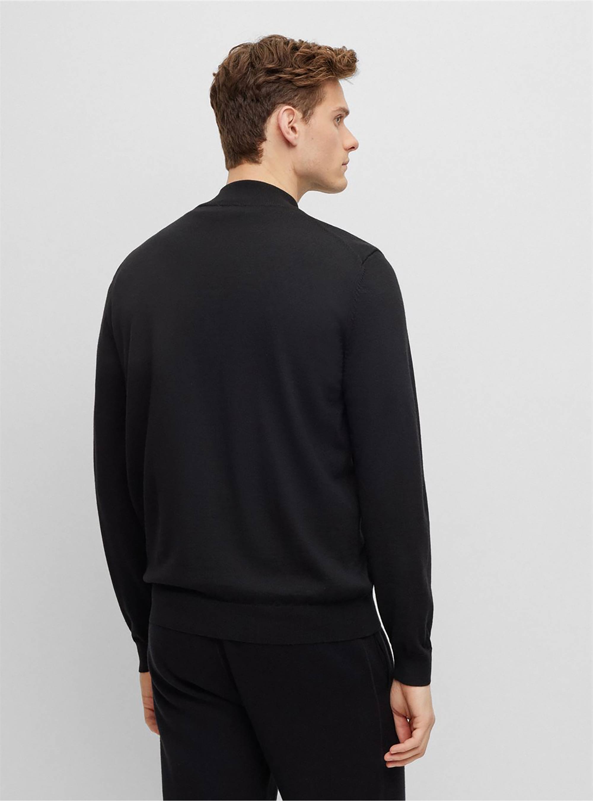 BOSS Virgin Wool Regular Fit Cardigan Balonso-L - Black
