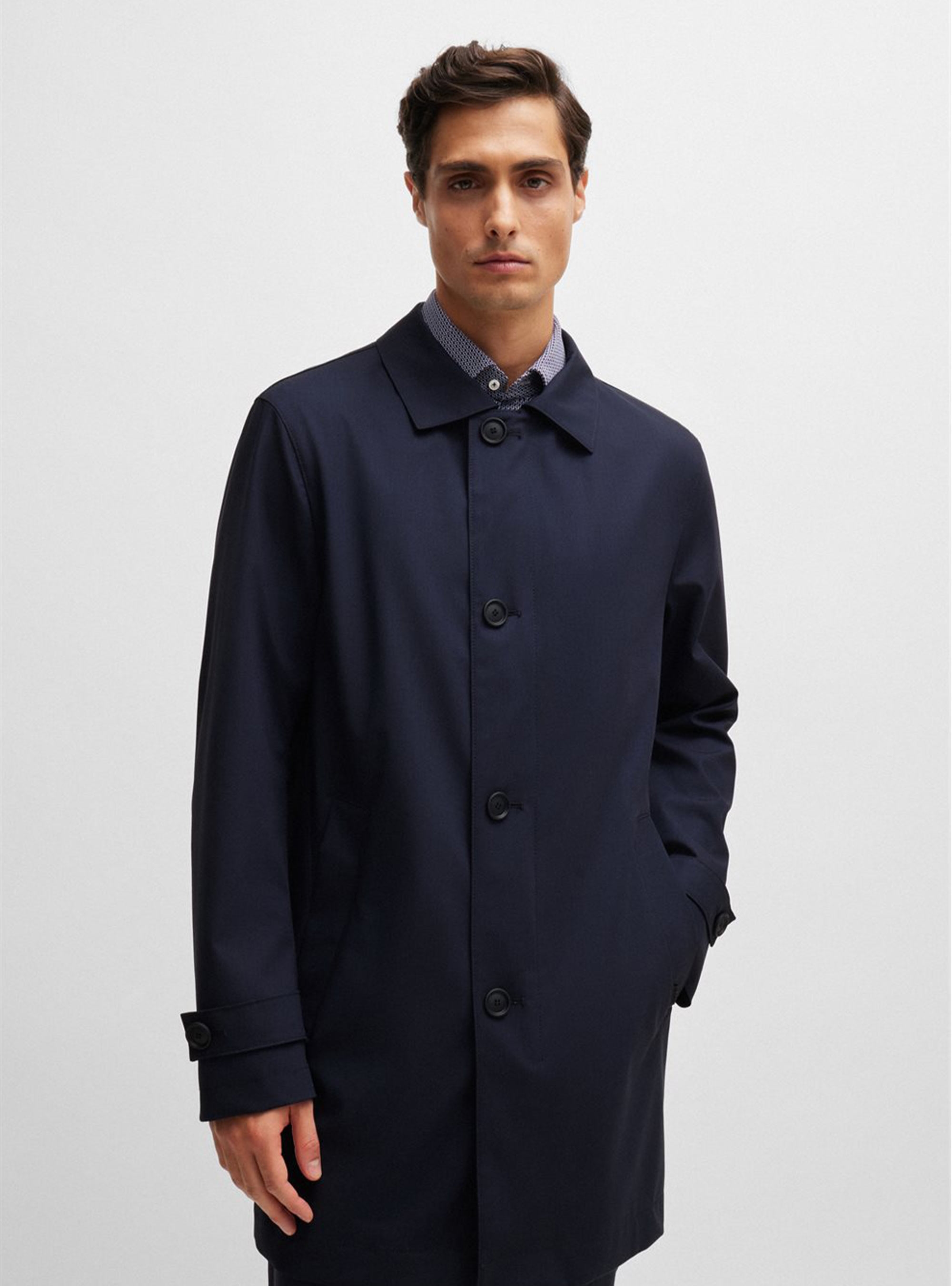 BOSS Waterproof Wool Coat P-Jared-MDL-243 - Dark Blue