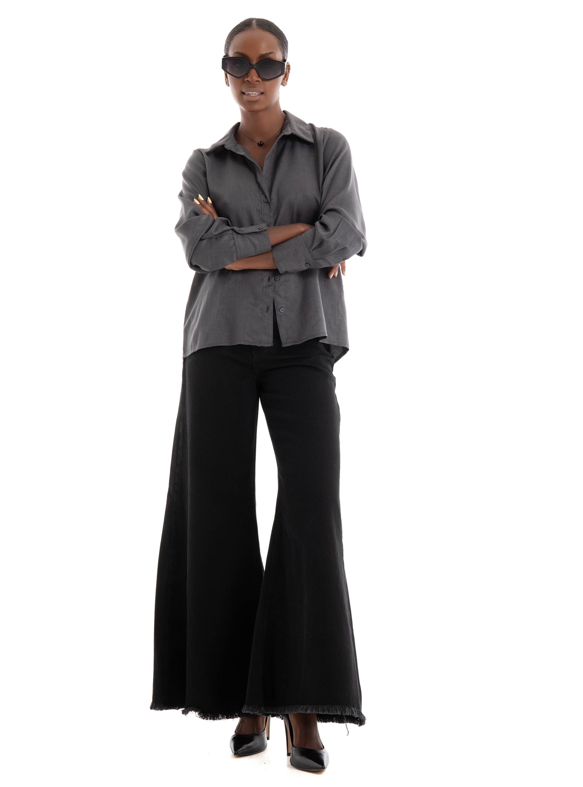 Only Hope Baggy Loose High Waist Wide Jeans - Black