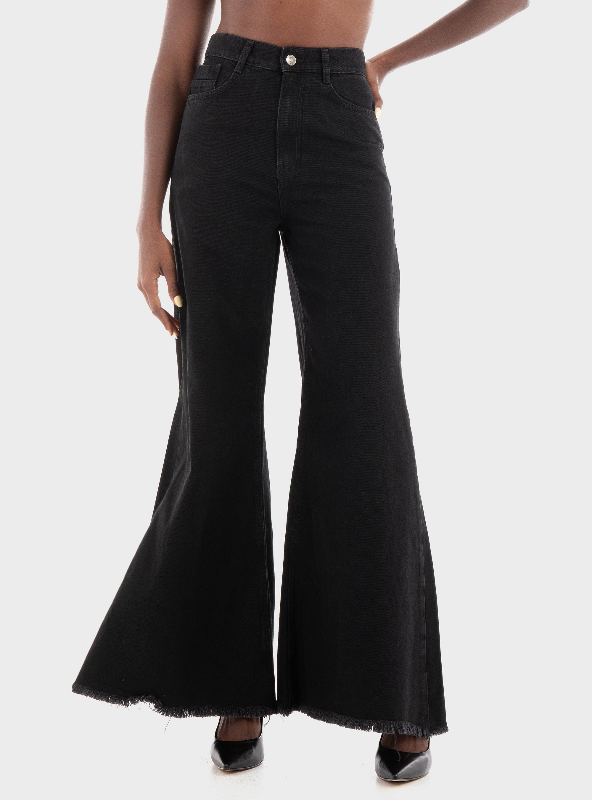 Only Hope Baggy Loose High Waist Wide Jeans - Black