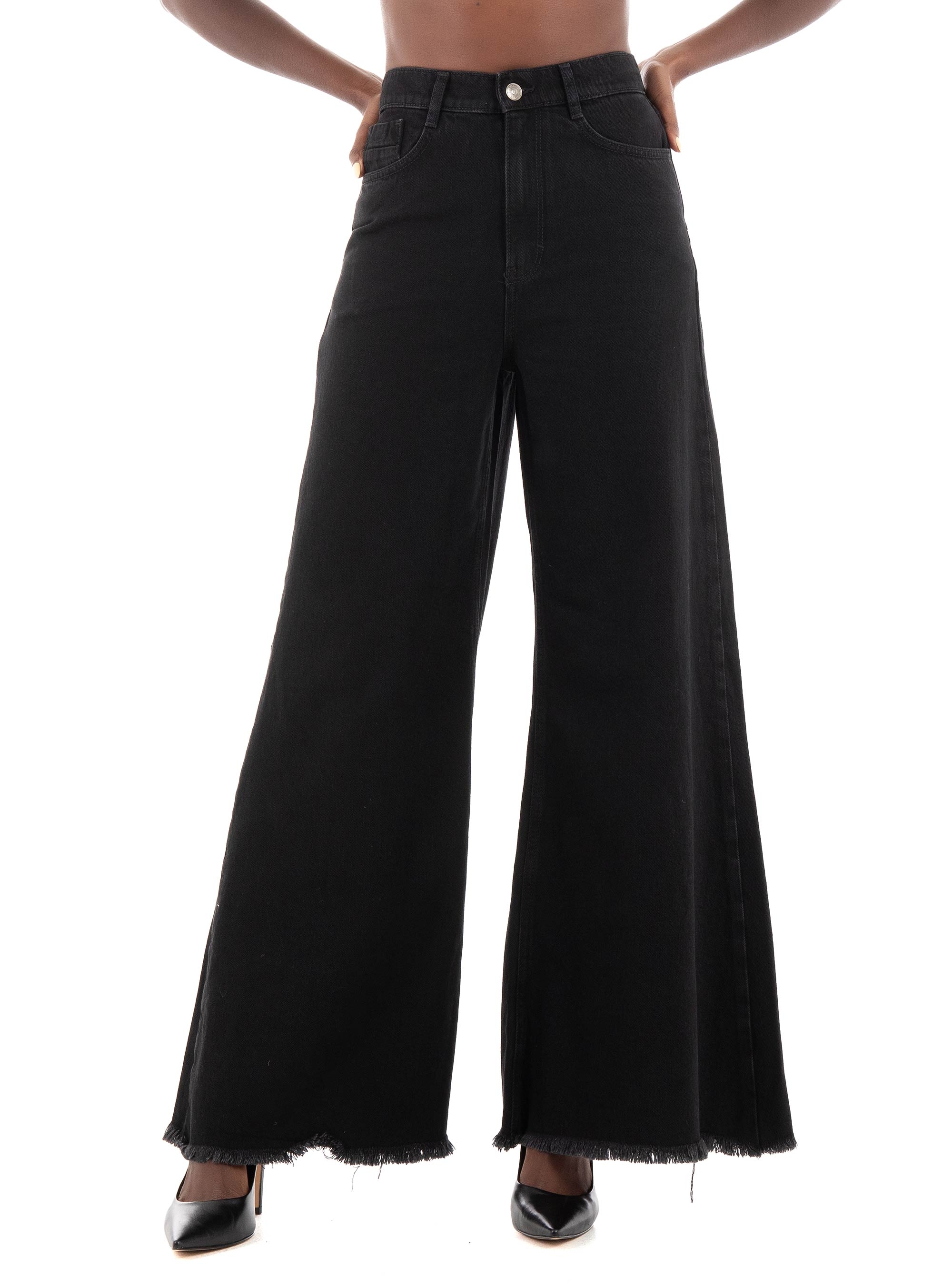 Only Hope Baggy Loose High Waist Wide Jeans - Black
