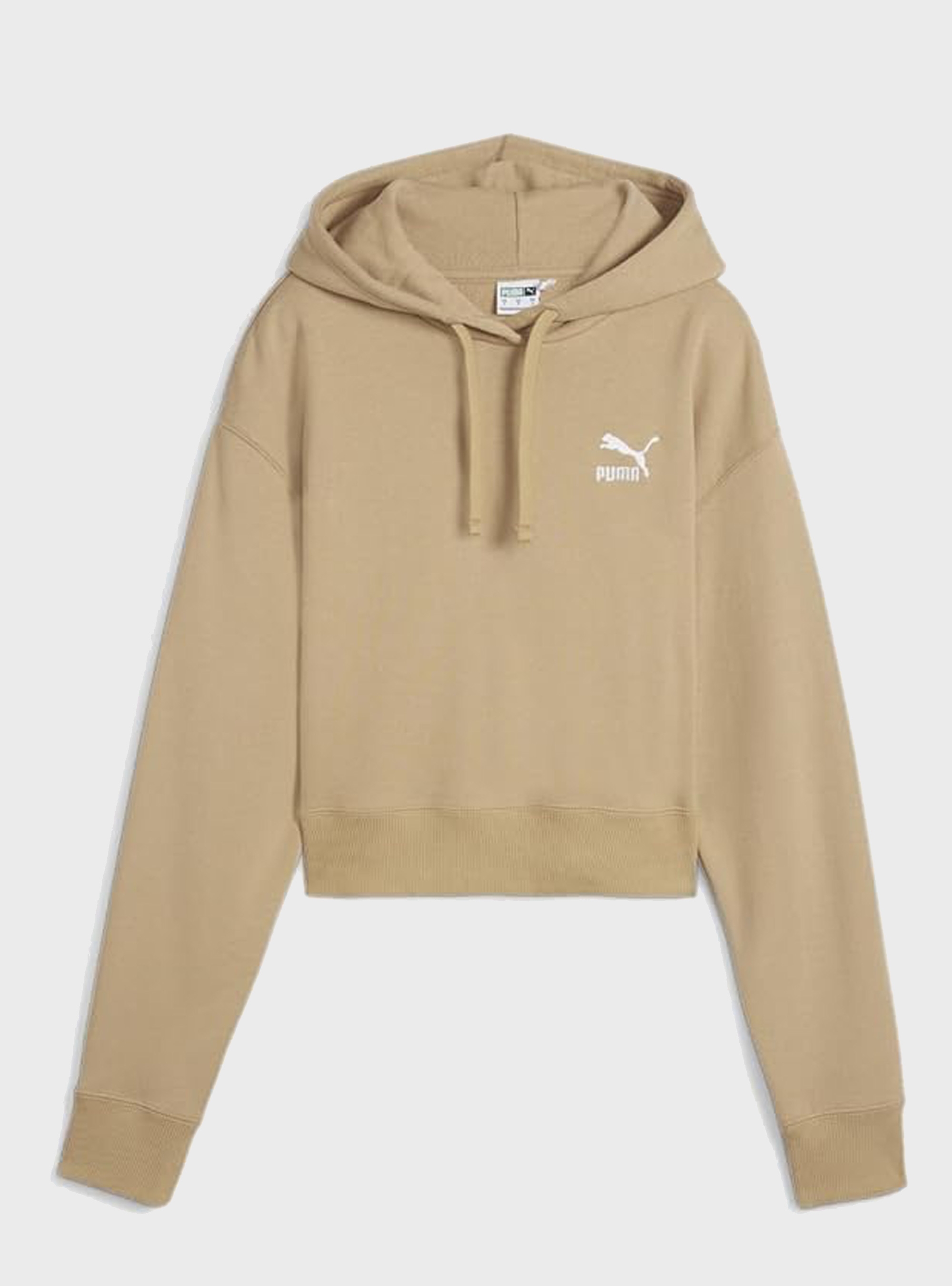 Puma Relaxed Cropped Hoodie - Beige