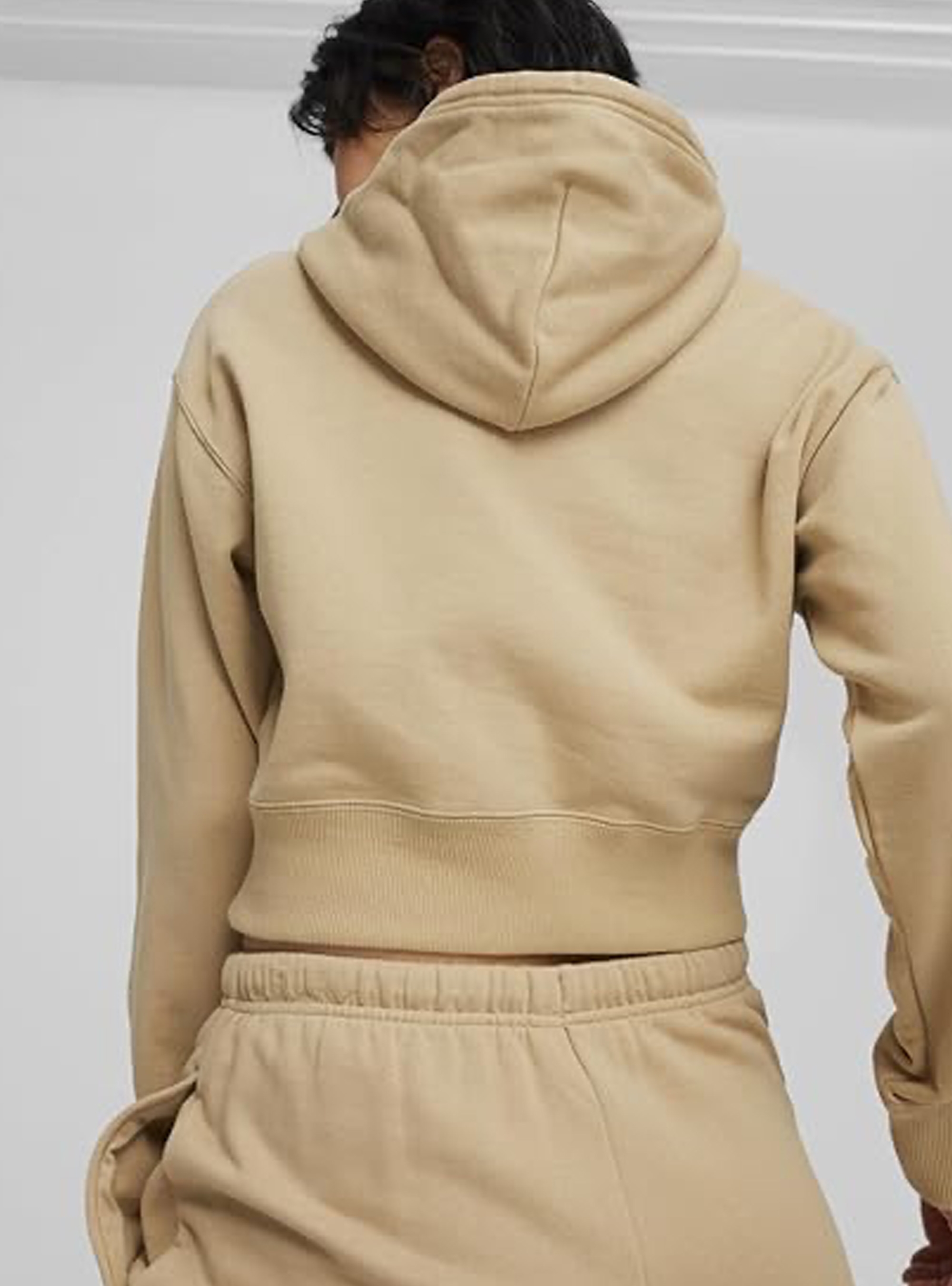 Puma Relaxed Cropped Hoodie - Beige