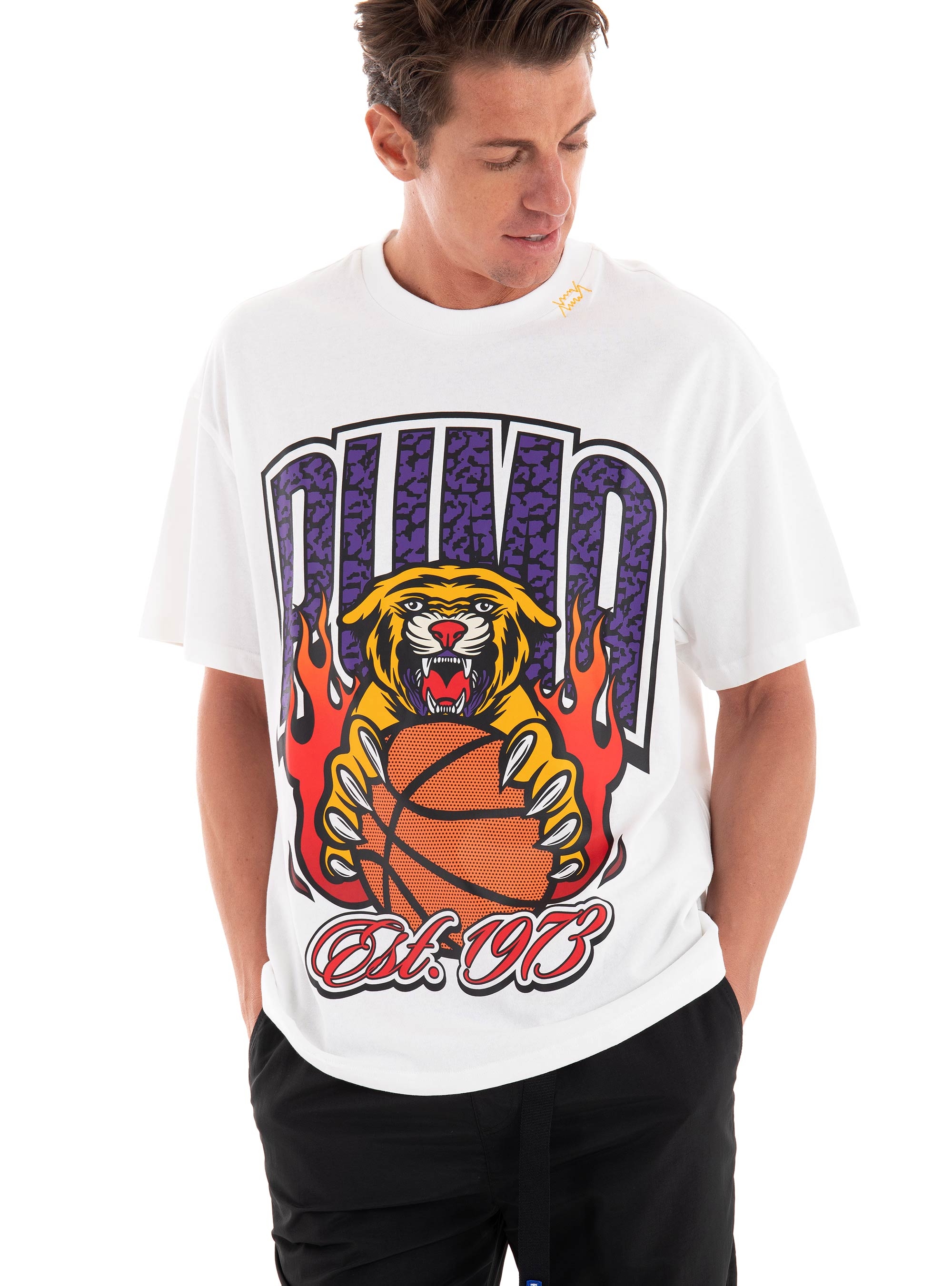Puma Crowd Craze Basketball Oversized Tee - White