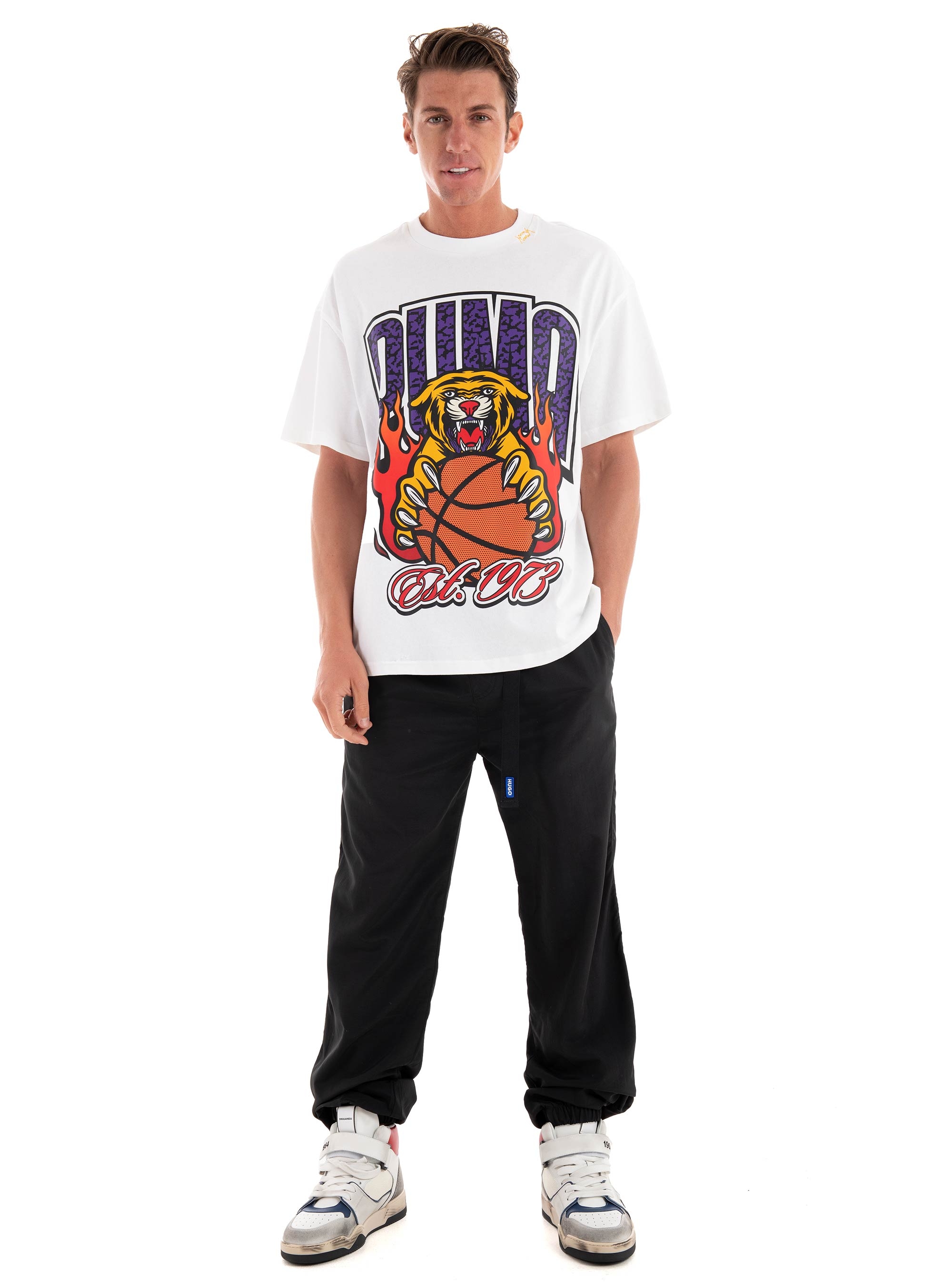 Puma Crowd Craze Basketball Oversized Tee - White