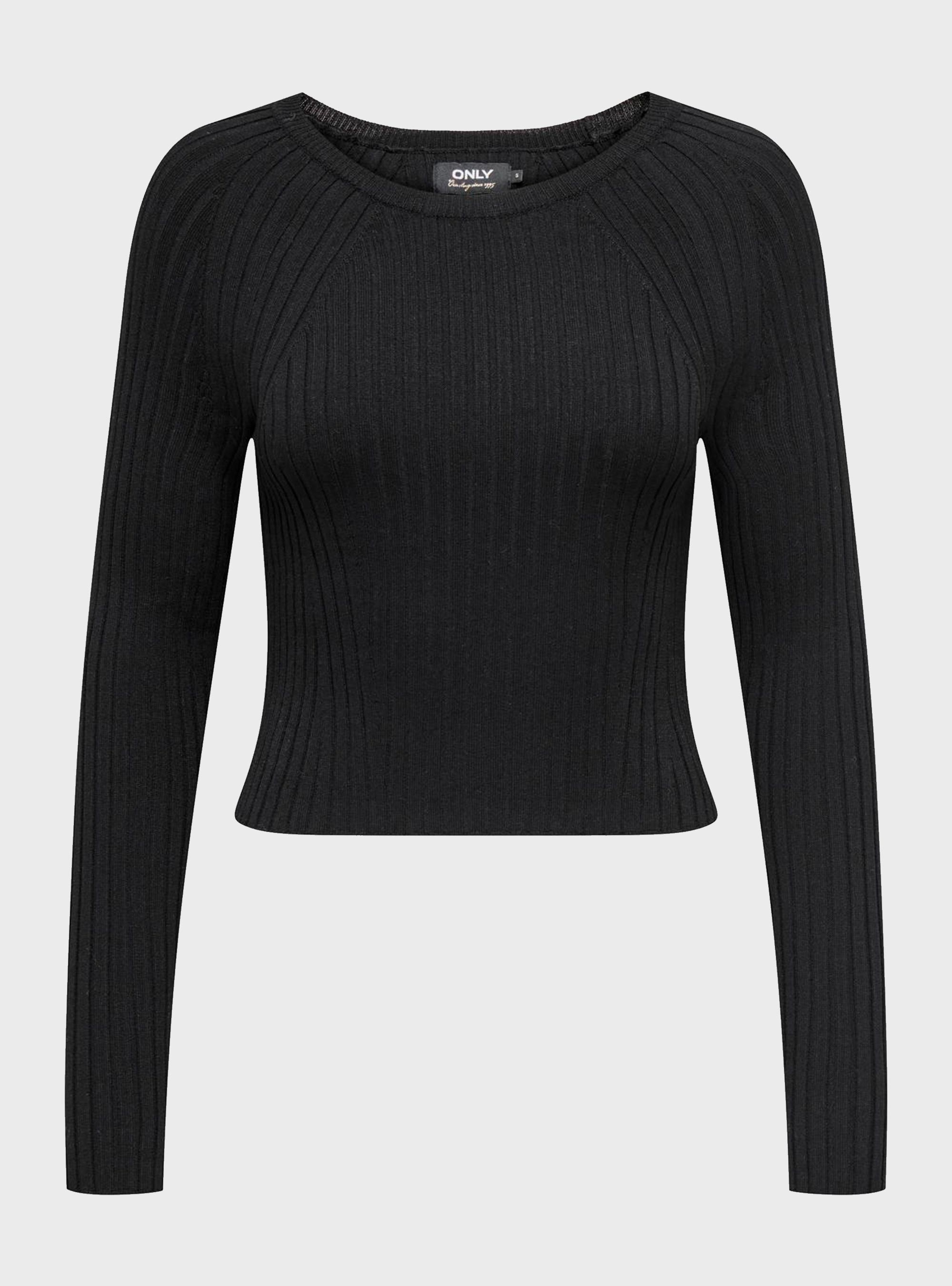 Only Meddi Rib Cropped O-Neck Knit - Black