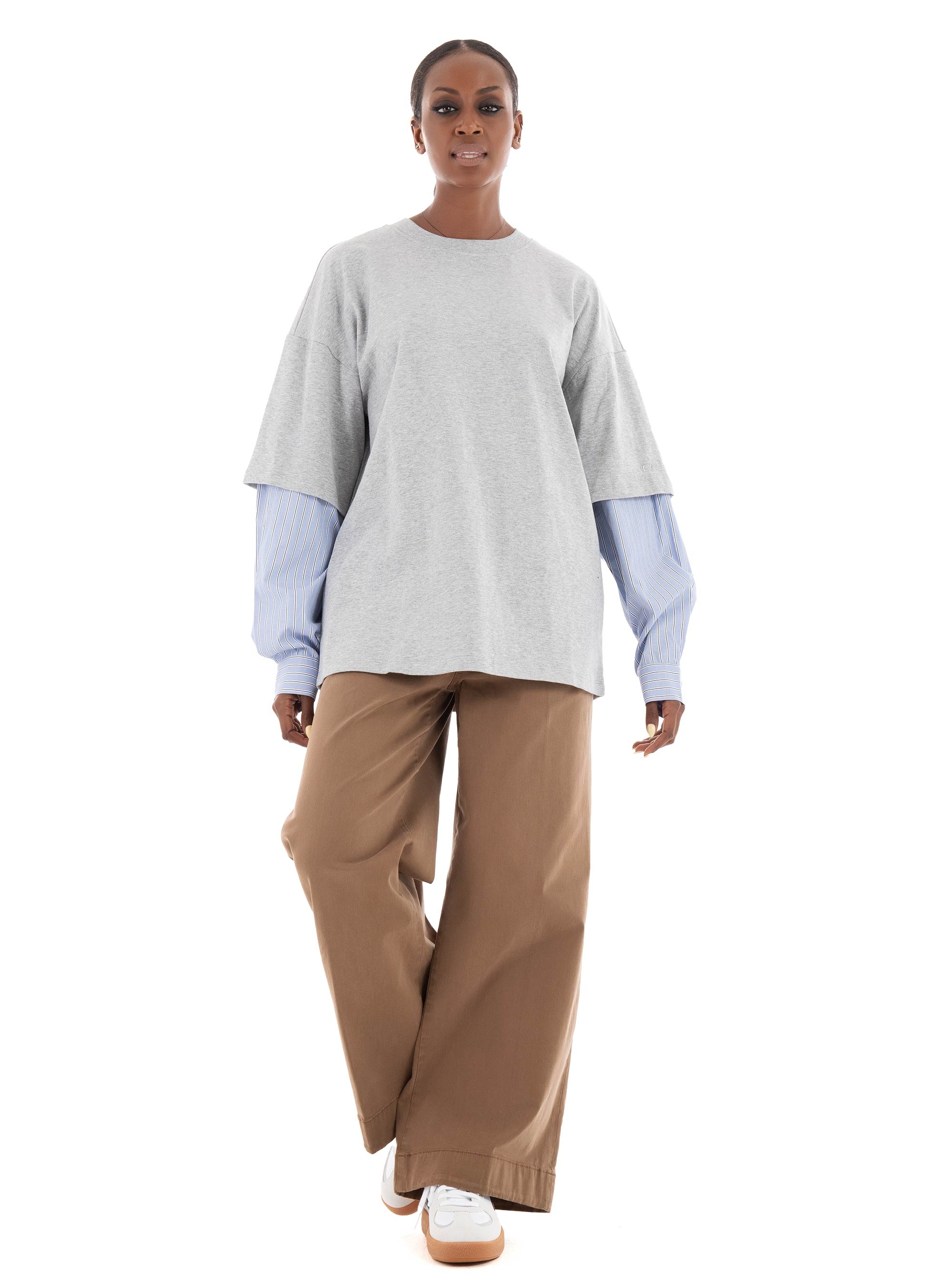 Only Fico Oversized Mix T-Shirt - Light Grey Melange