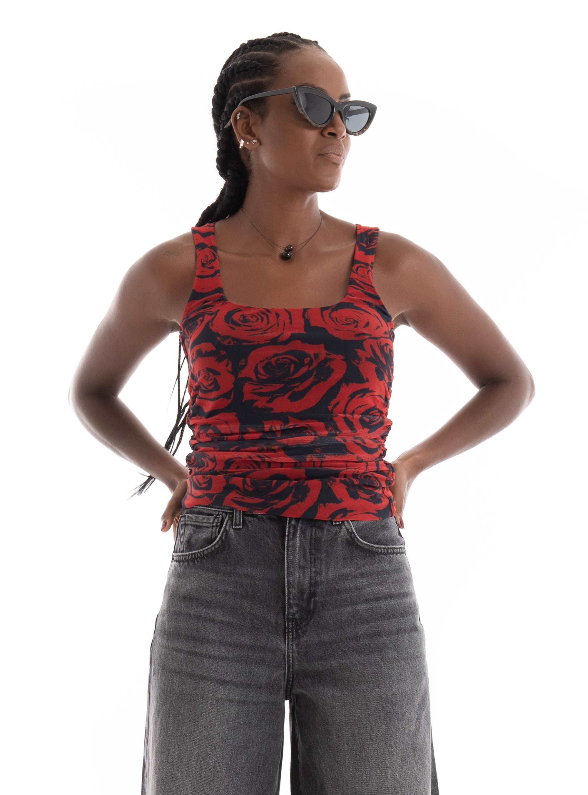 JJXX Rosa Saga Mesh Top - Red