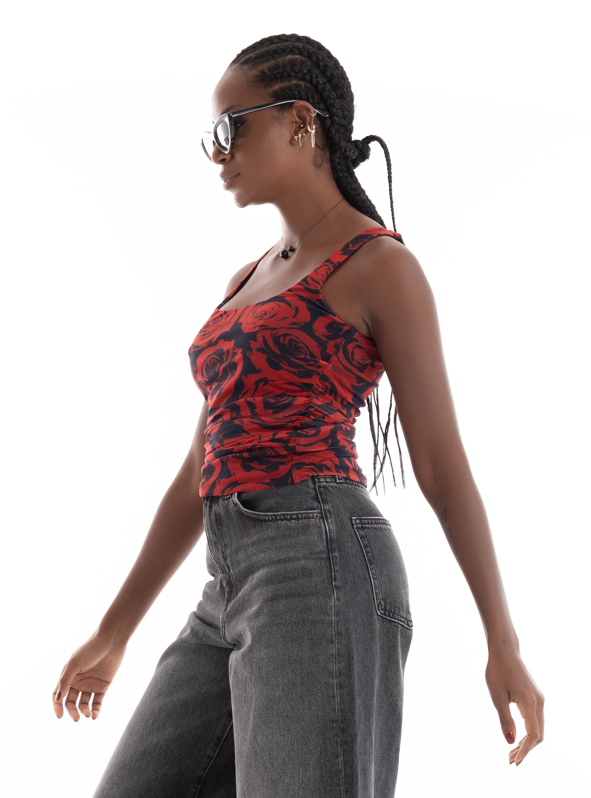 JJXX Rosa Saga Mesh Top - Red