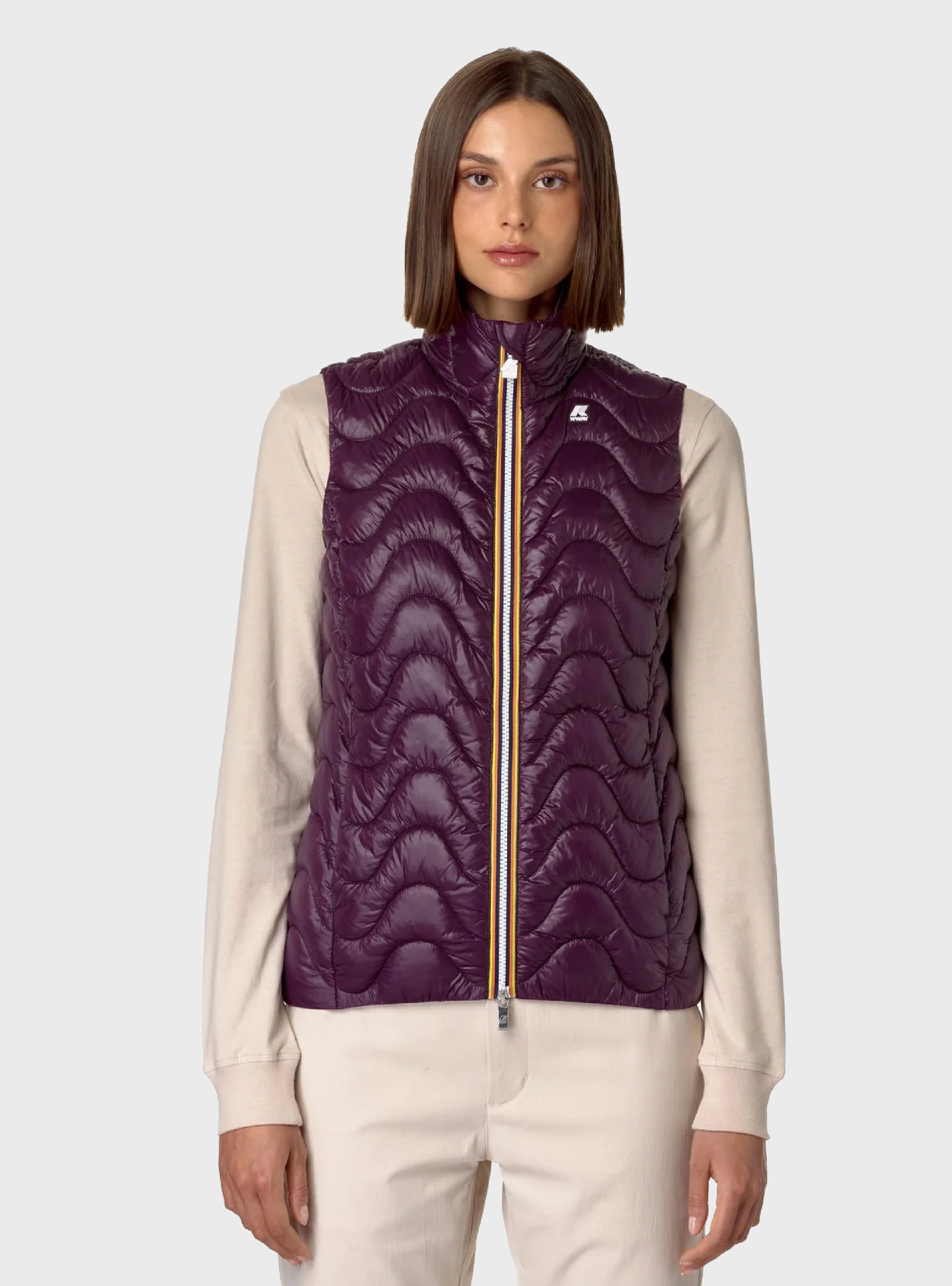 K-Way Viole Quilted Warm Short Vest Jacket - Dark Purple