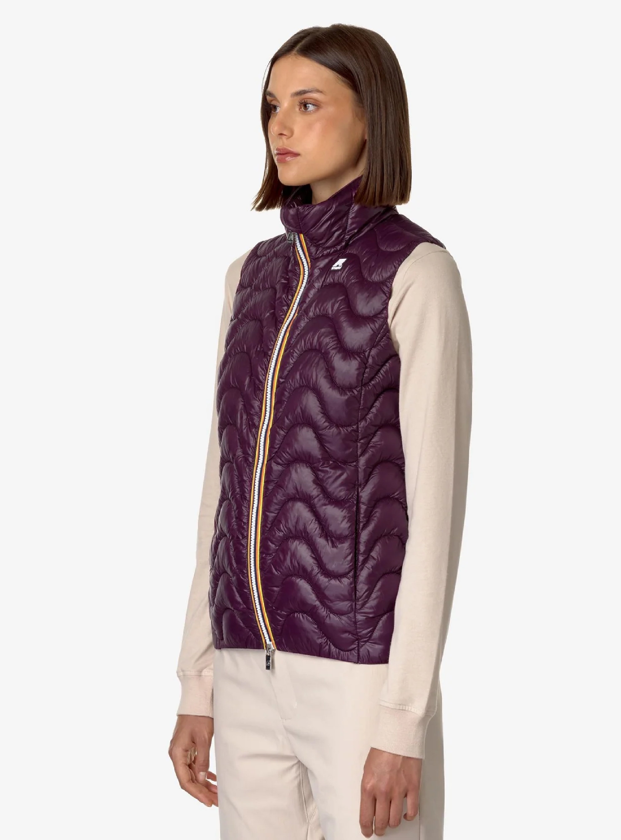 K-Way Viole Quilted Warm Short Vest Jacket - Dark Purple