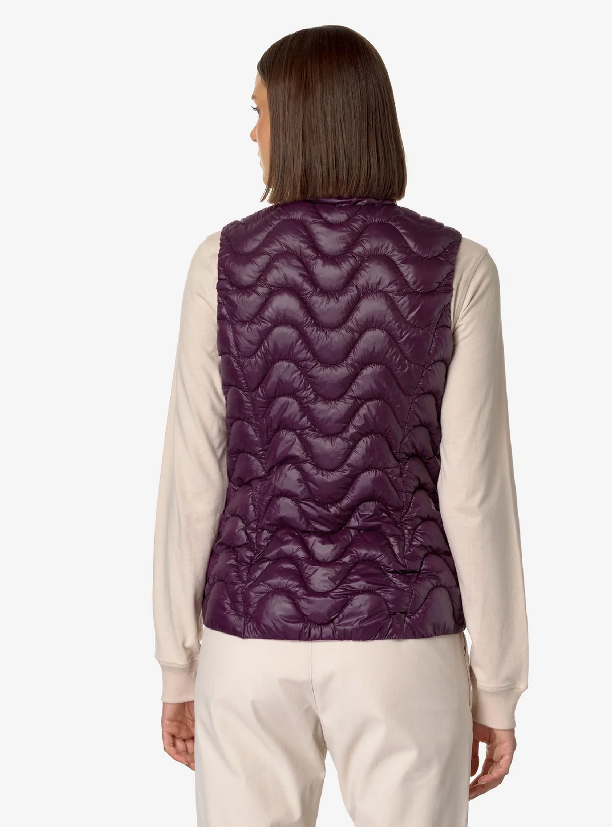 K-Way Viole Quilted Warm Short Vest Jacket - Dark Purple