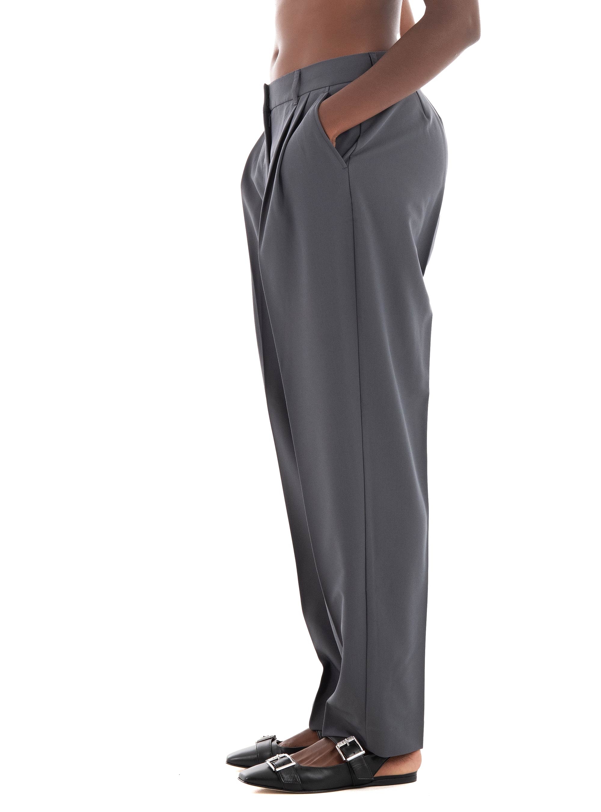 JJXX Ana Mary Relaxed Taperd Mid Waist Pants - Dark Grey