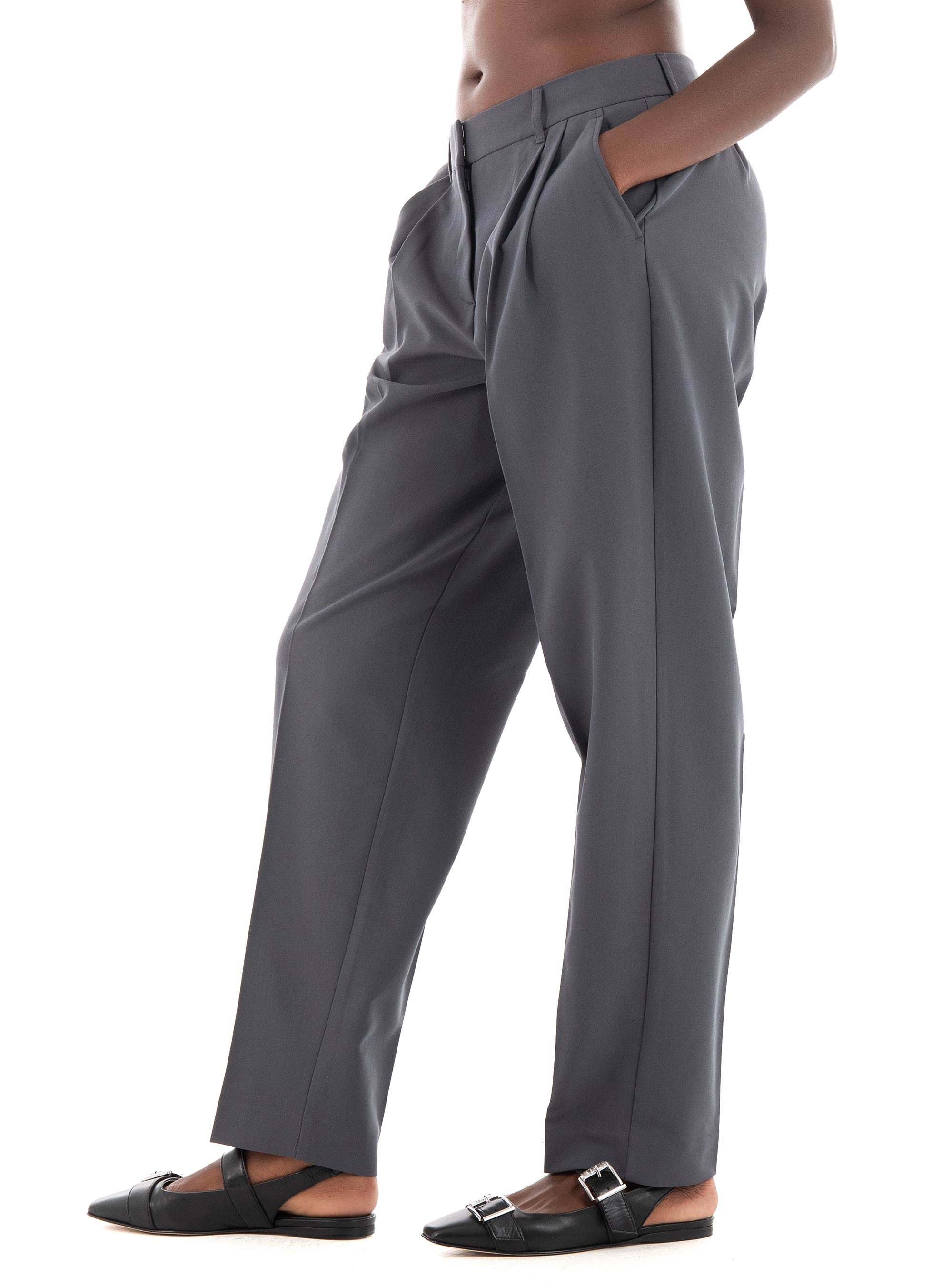 JJXX Ana Mary Relaxed Taperd Mid Waist Pants - Dark Grey