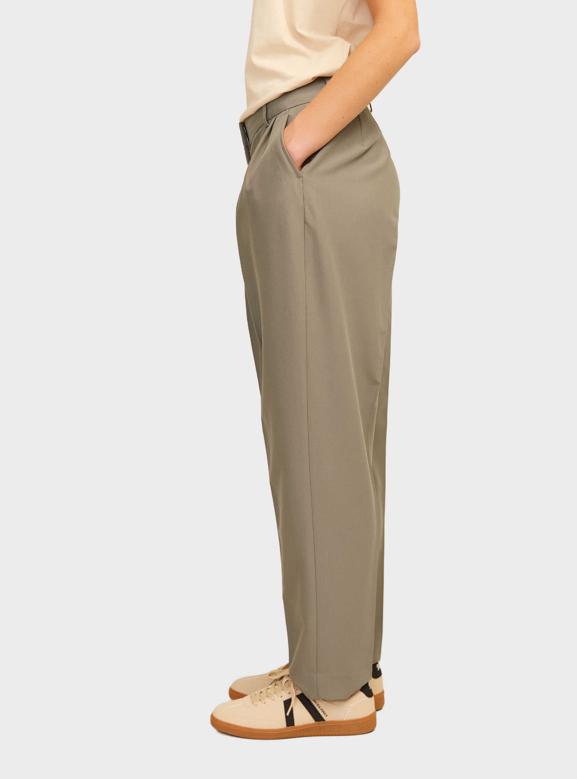 JJXX Ana Mary Relaxed Taperd Mid Waist Pants - Dark Beige