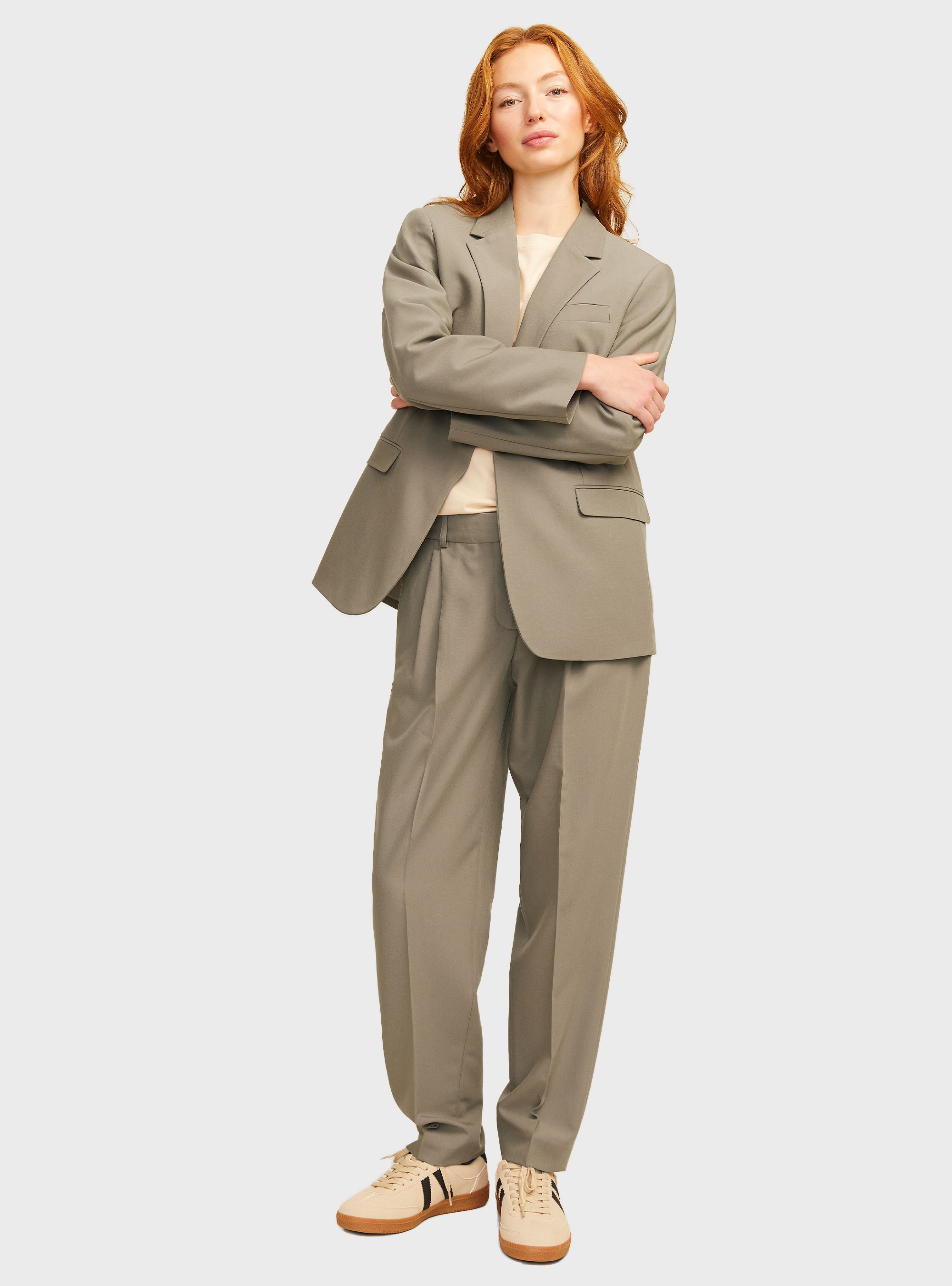 JJXX Ana Mary Relaxed Taperd Mid Waist Pants - Dark Beige