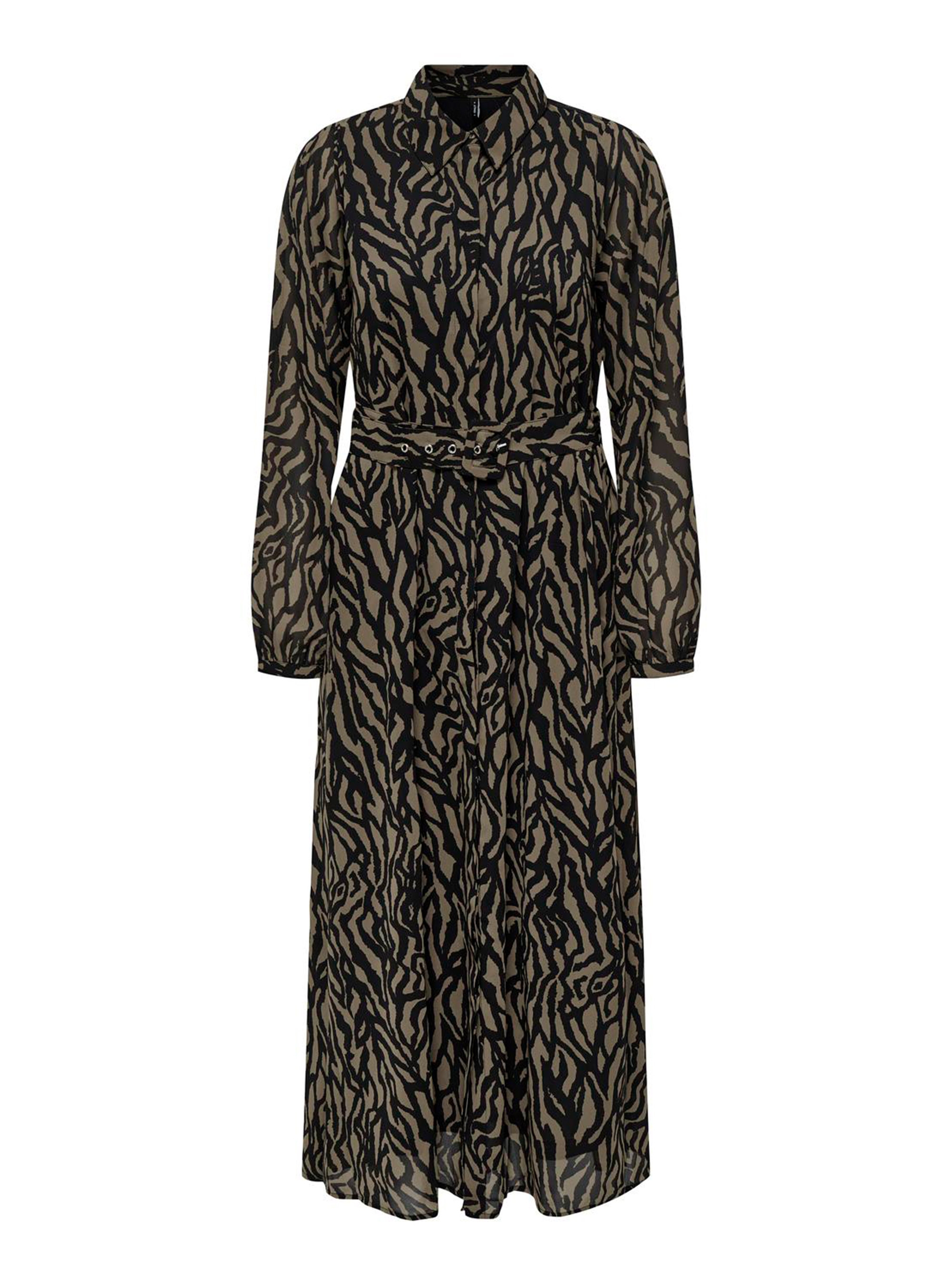 Only Star Buckle Shirt Dress - Animal Print