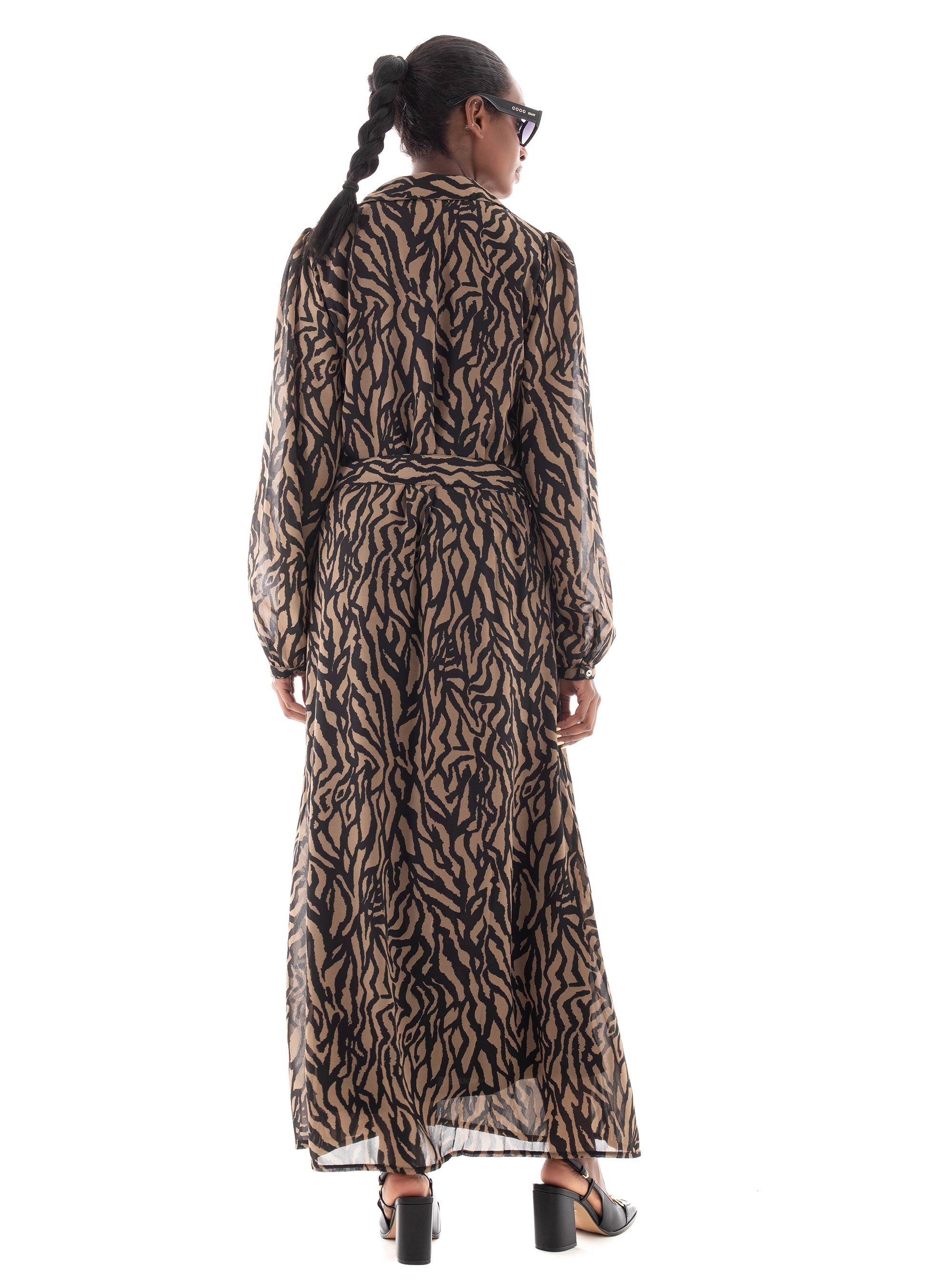Only Star Buckle Shirt Dress - Animal Print