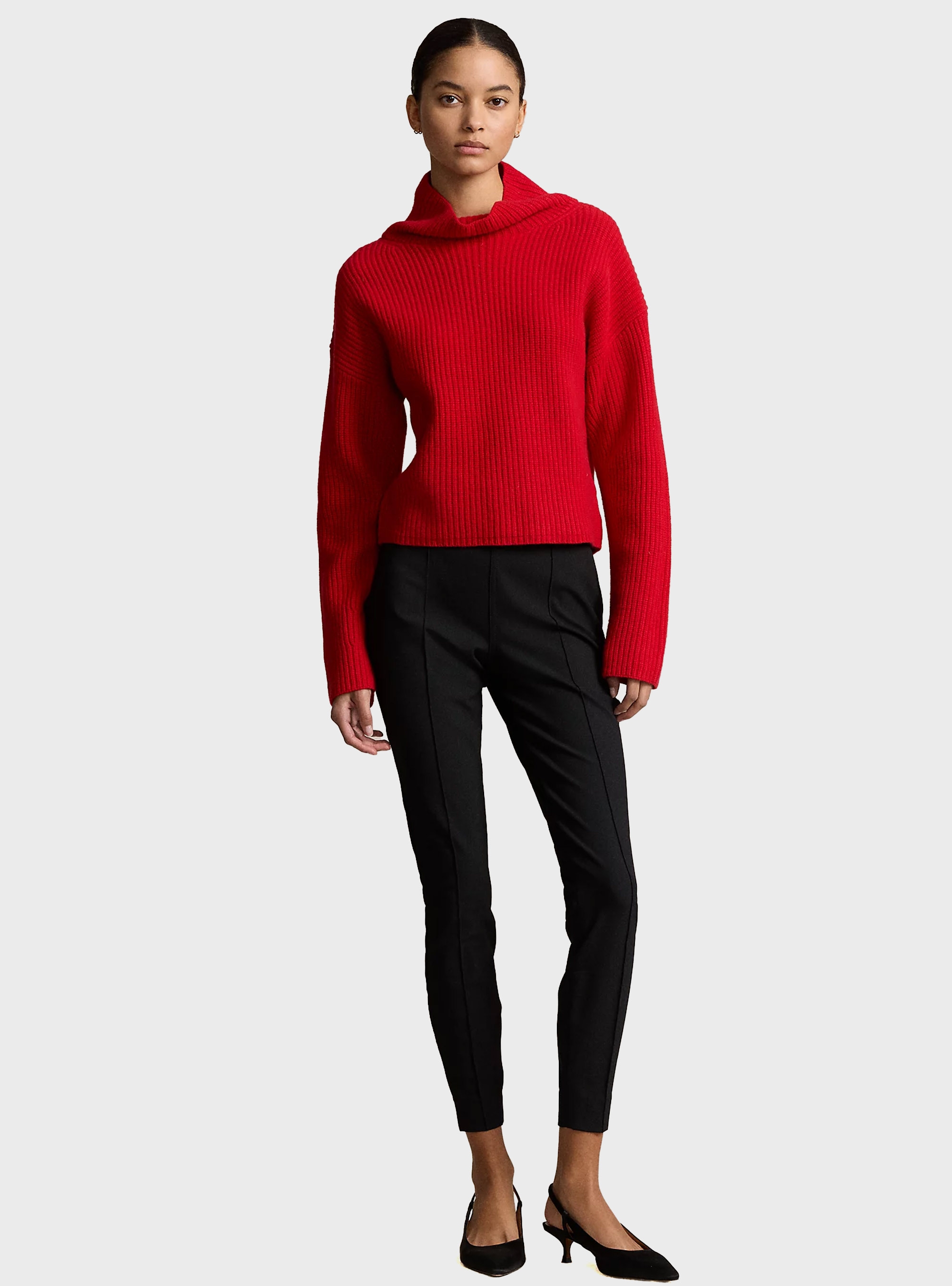 Polo Ralph Lauren Rib-Knit Wool-Cashmere Mockneck Jumper - Red
