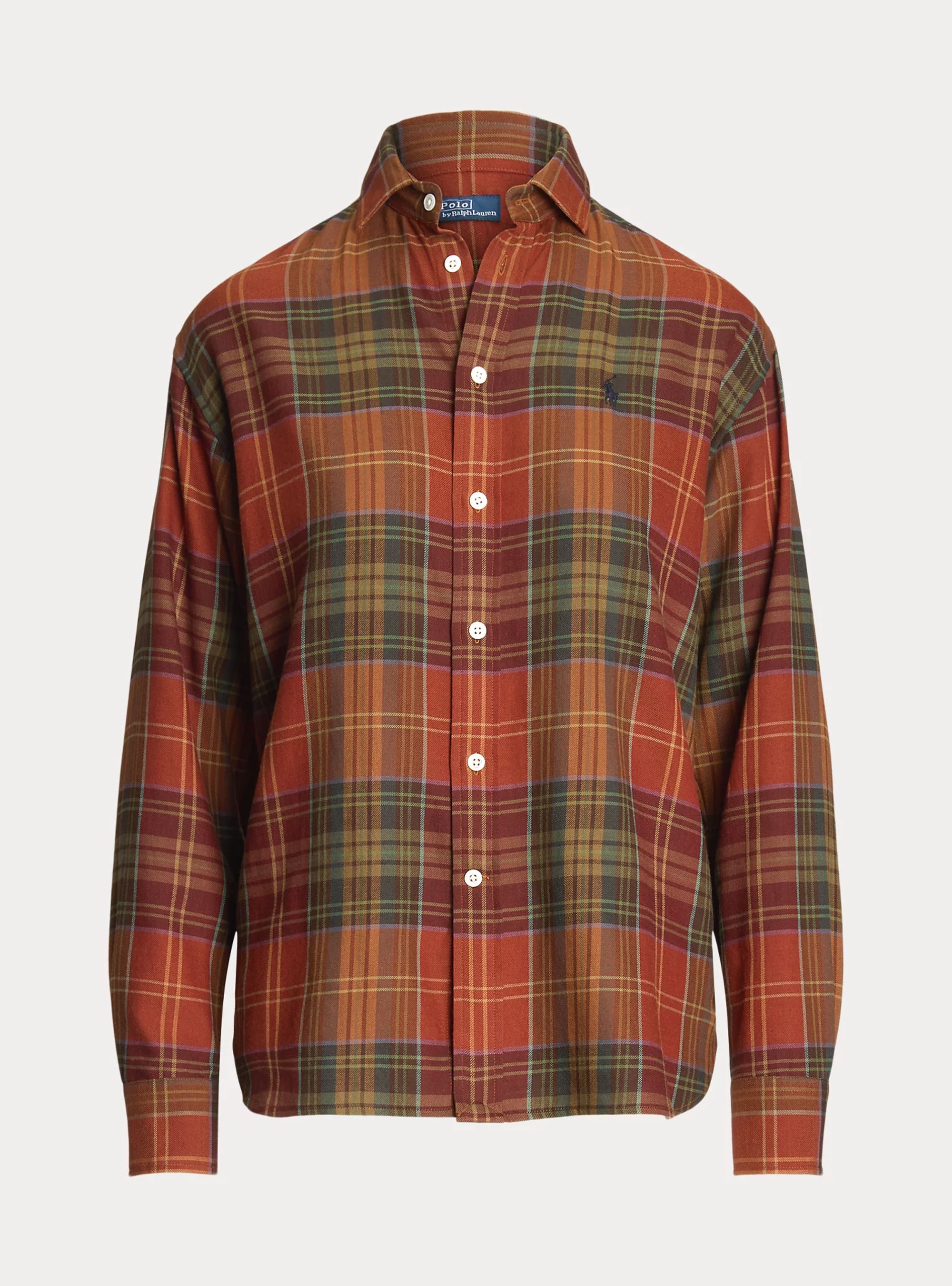 Polo Ralph Lauren Relaxed Fit Plaid Shirt - Orange Red