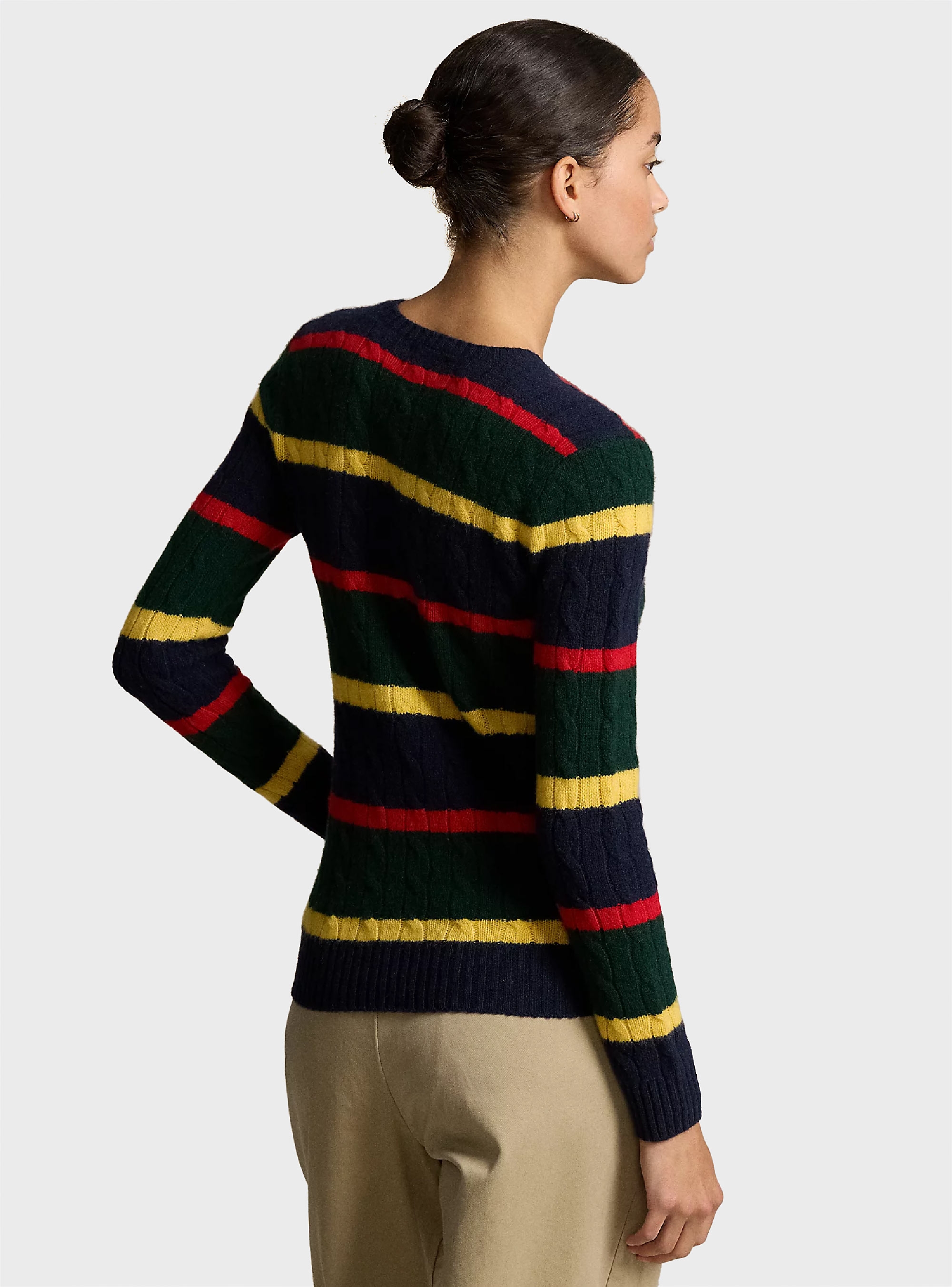 Polo Ralph Lauren Striped Cable-Knit Wool-Cashmere Jumper - Navy