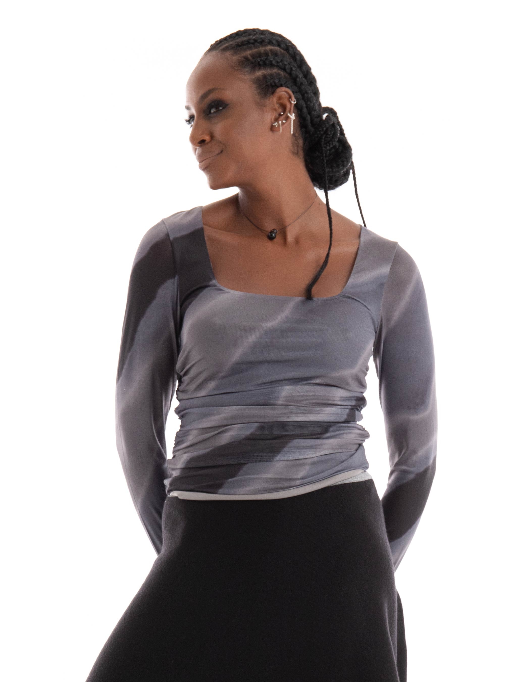 JJXX Rosa Saga Mesh Top - Grey