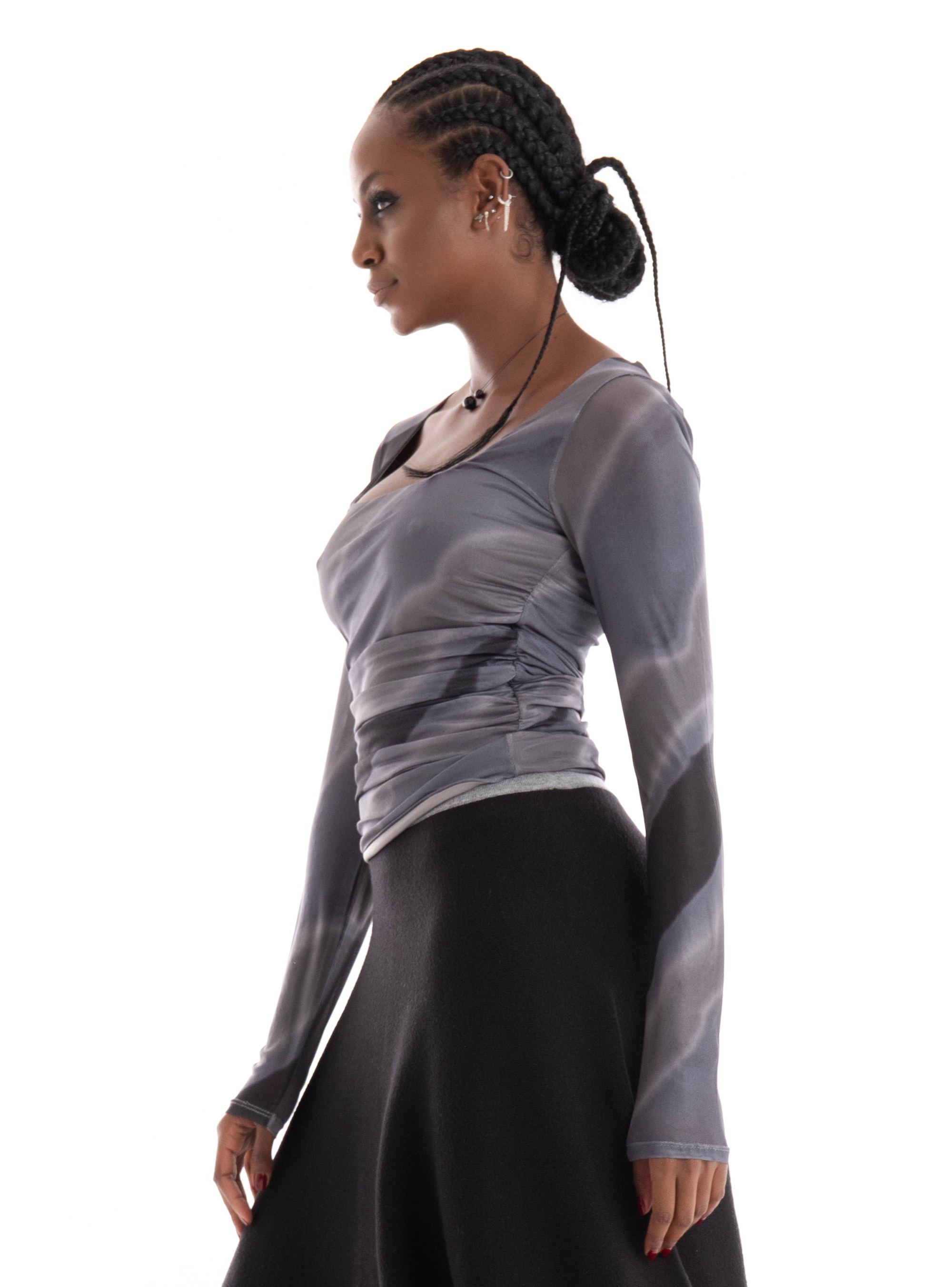 JJXX Rosa Saga Mesh Top - Grey