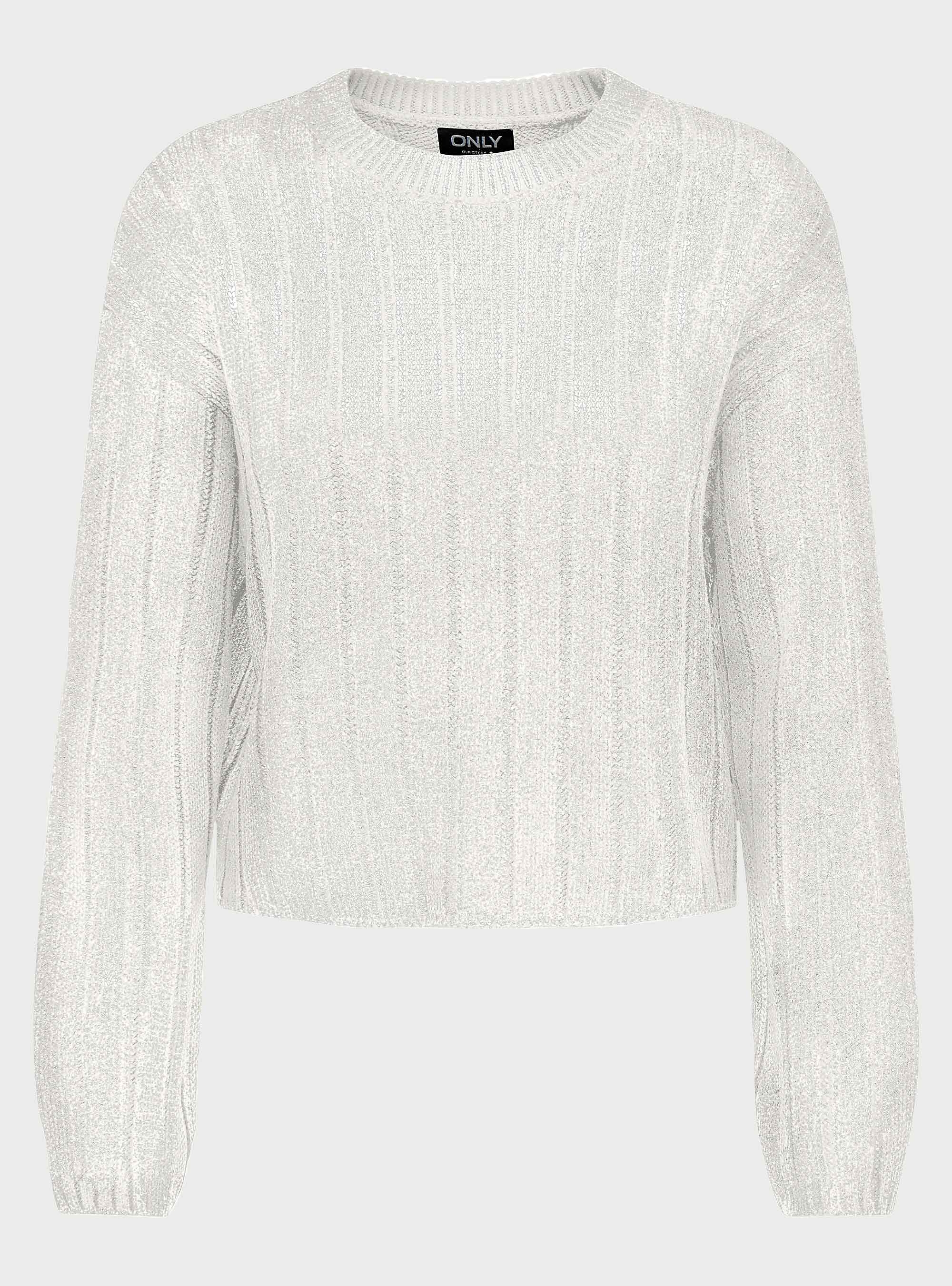 Only Kama O-Neck Foil Knit - White