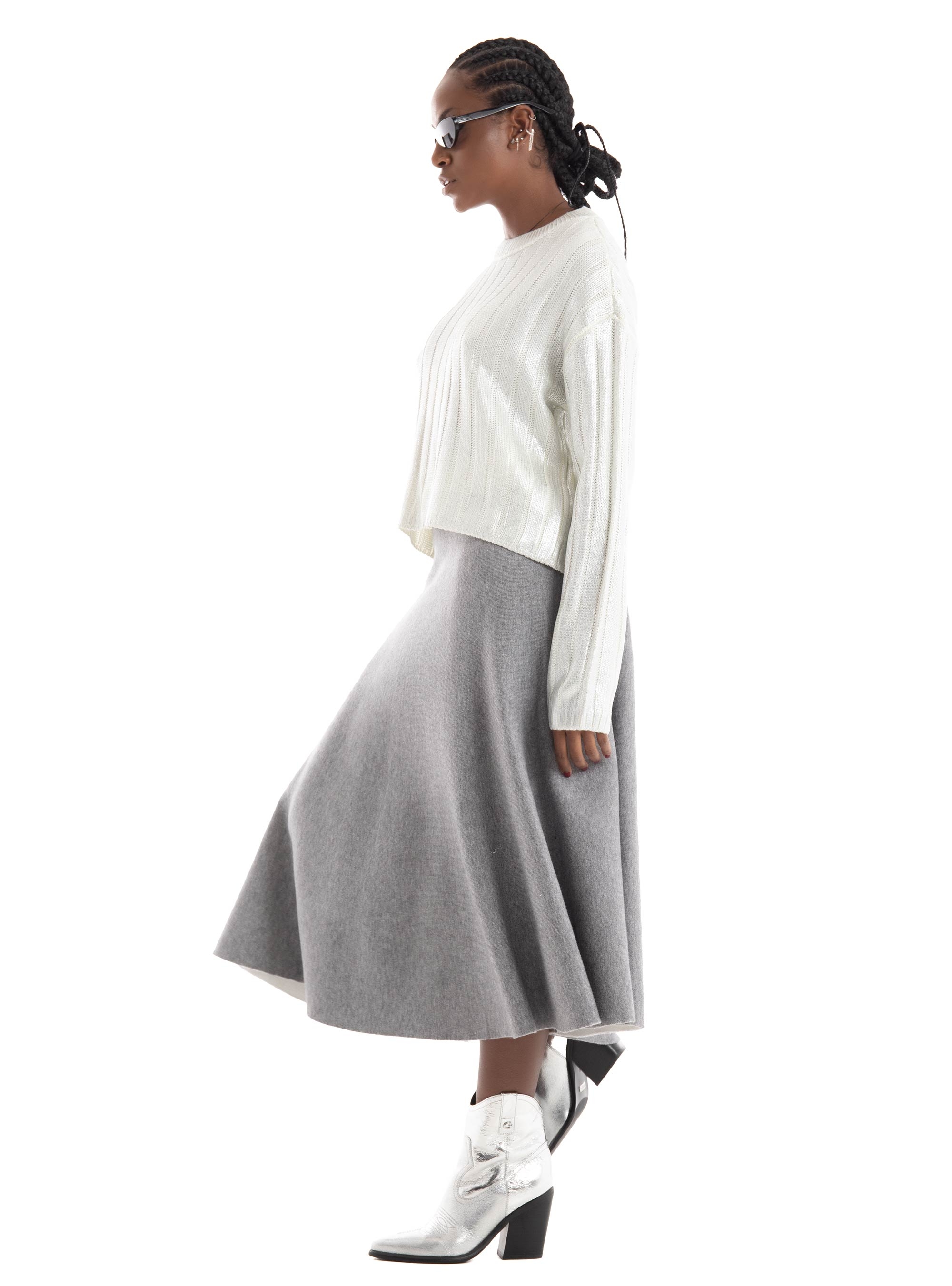 Only Kama O-Neck Foil Knit - White