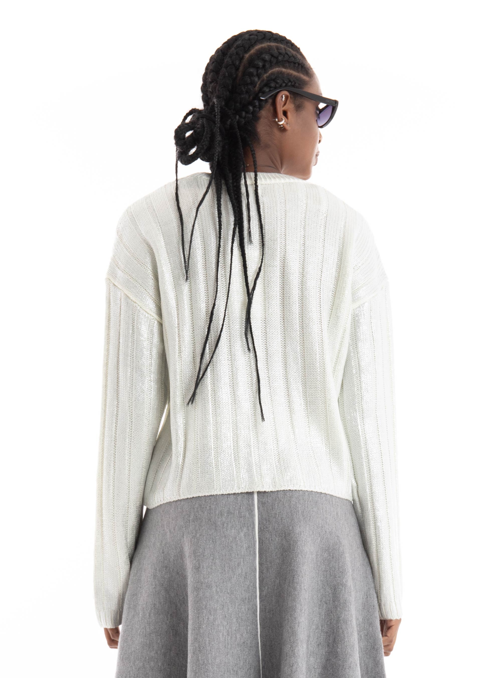 Only Kama O-Neck Foil Knit - White