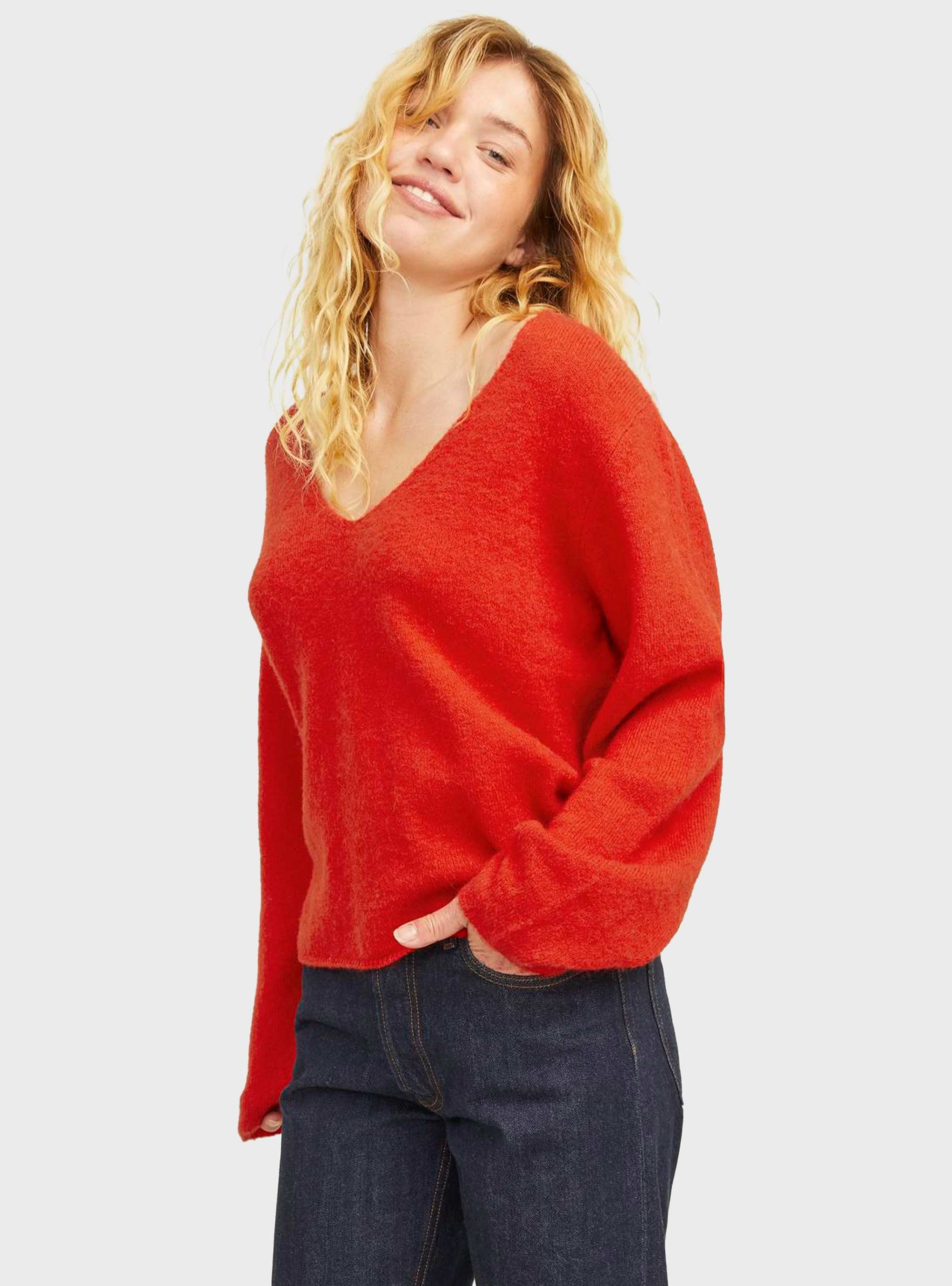 JJXX Evi V-Neck Knit - Red
