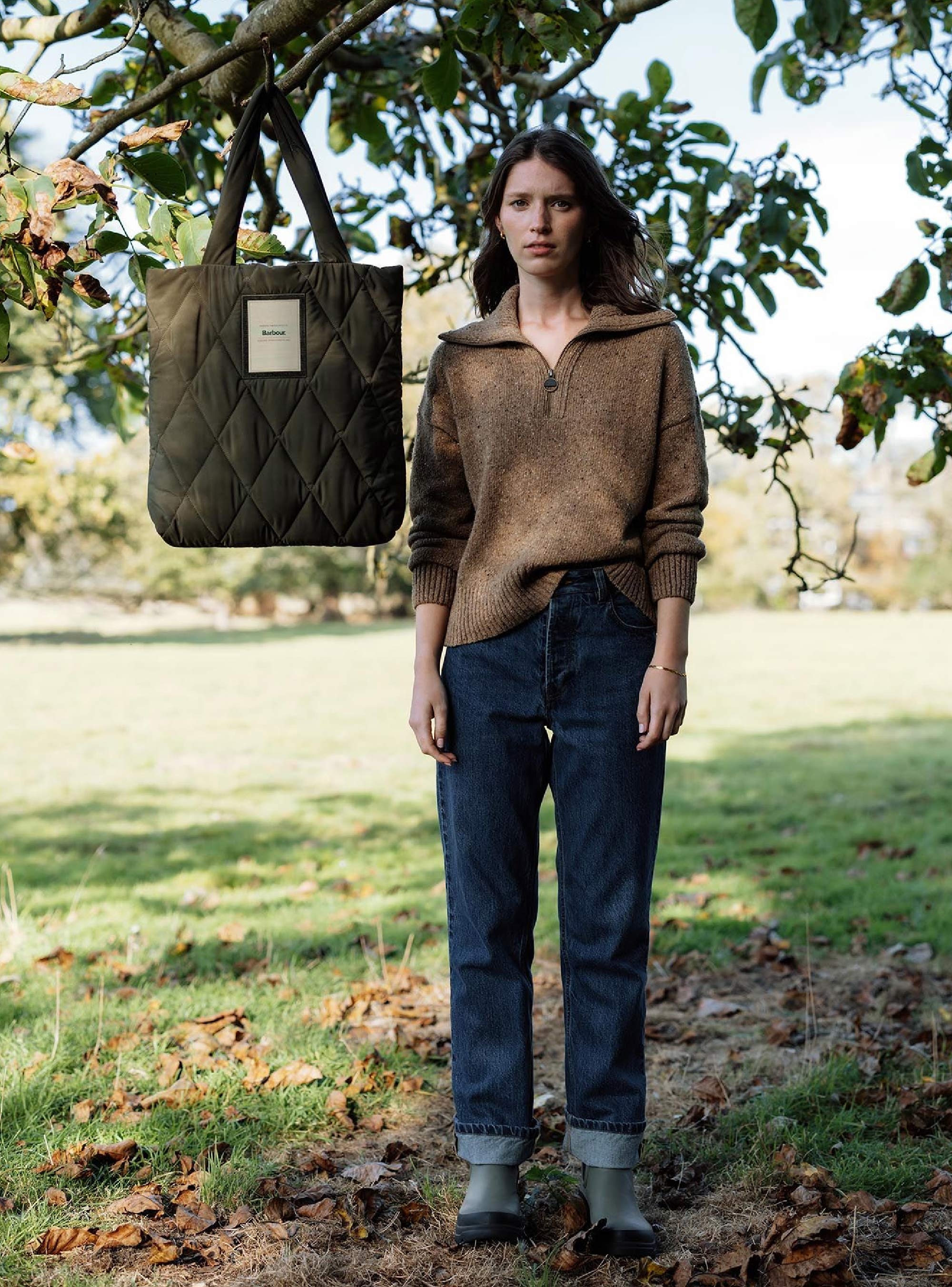 Barbour Mariah Quilted Tote Bag - Olive 