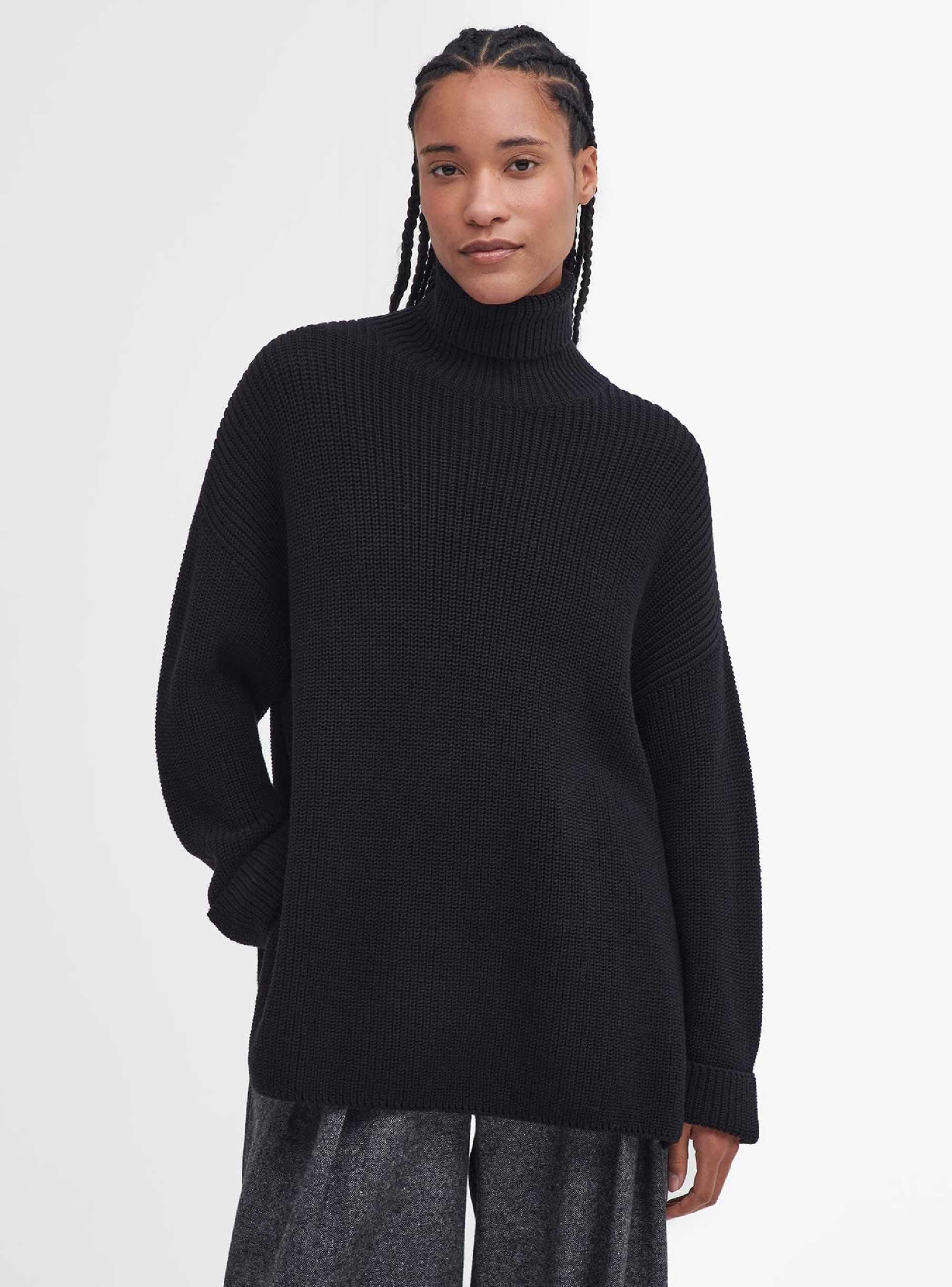 Barbour Rib Stitch Knitted Cape - Black