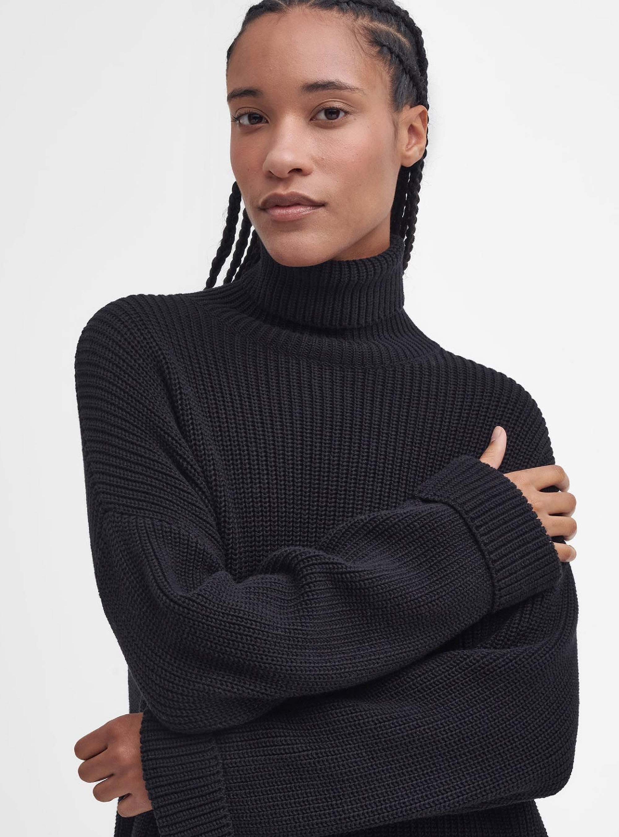 Barbour Rib Stitch Knitted Cape - Black