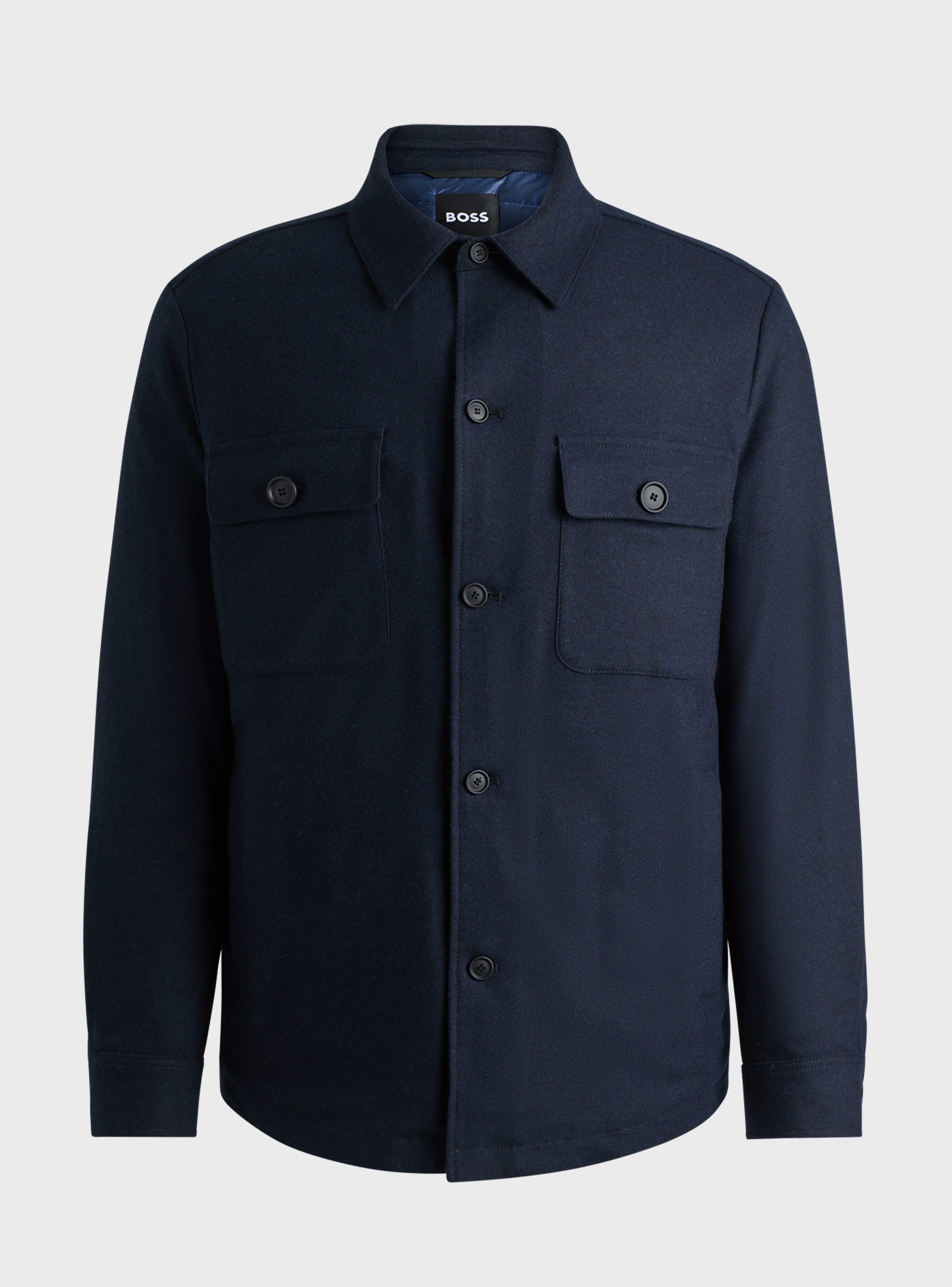 BOSS Relaxed Fit Padded Overshirt P-Carper-OS-Inpad244 - Blue