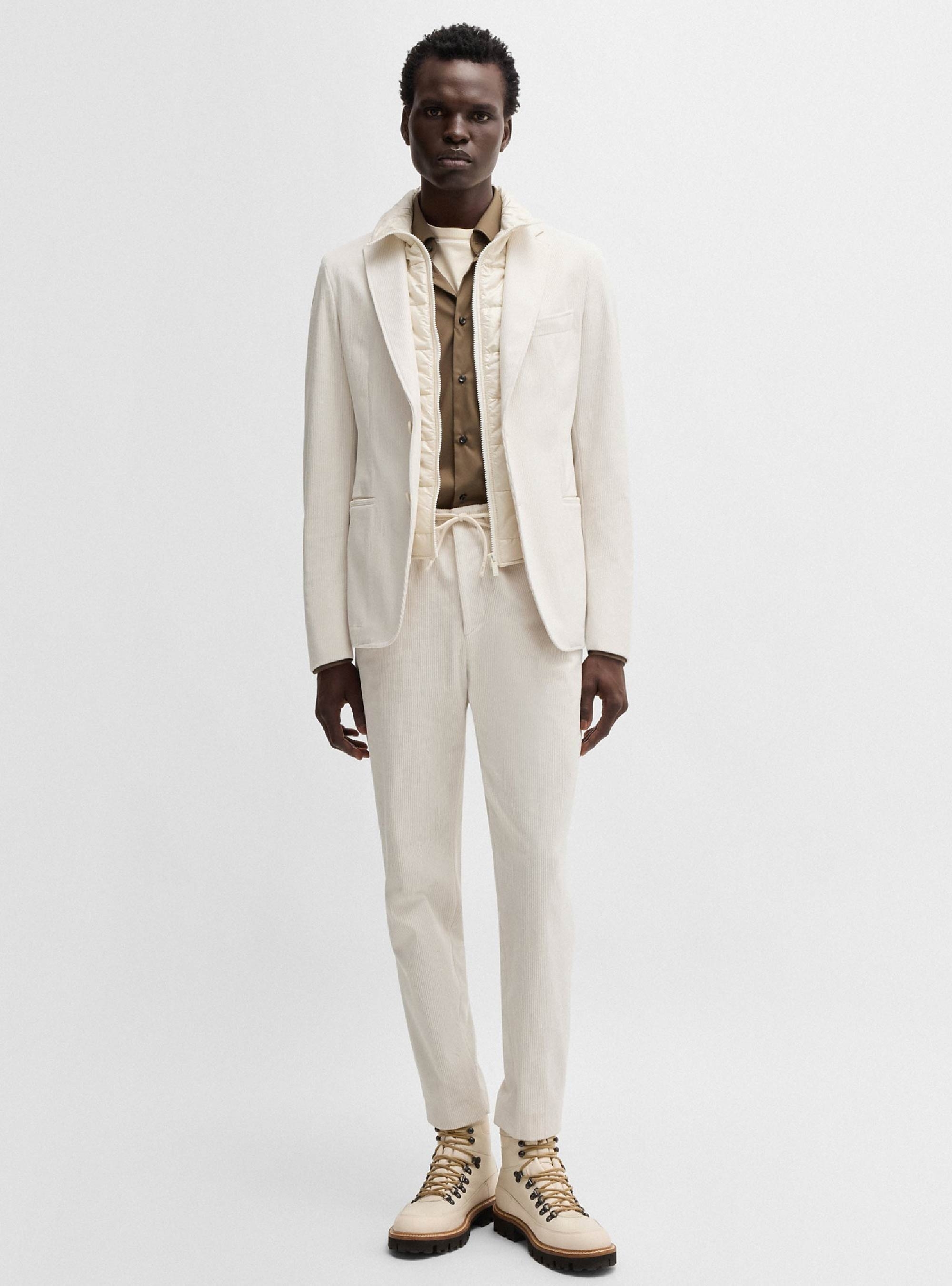 BOSS Slim Fit Blazer P-Hanry-Bib-N-244 - Ecru