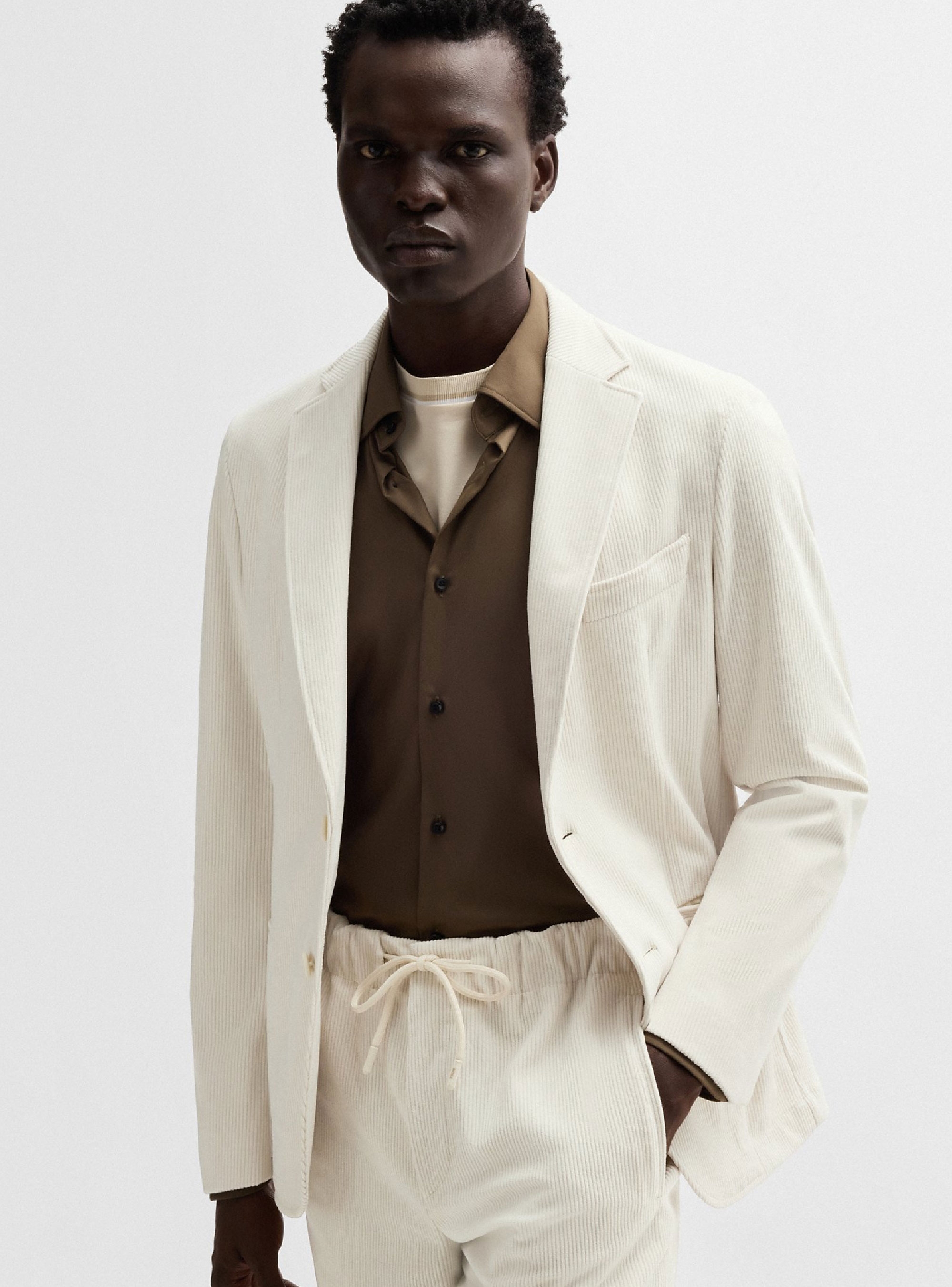 BOSS Slim Fit Blazer P-Hanry-Bib-N-244 - Ecru