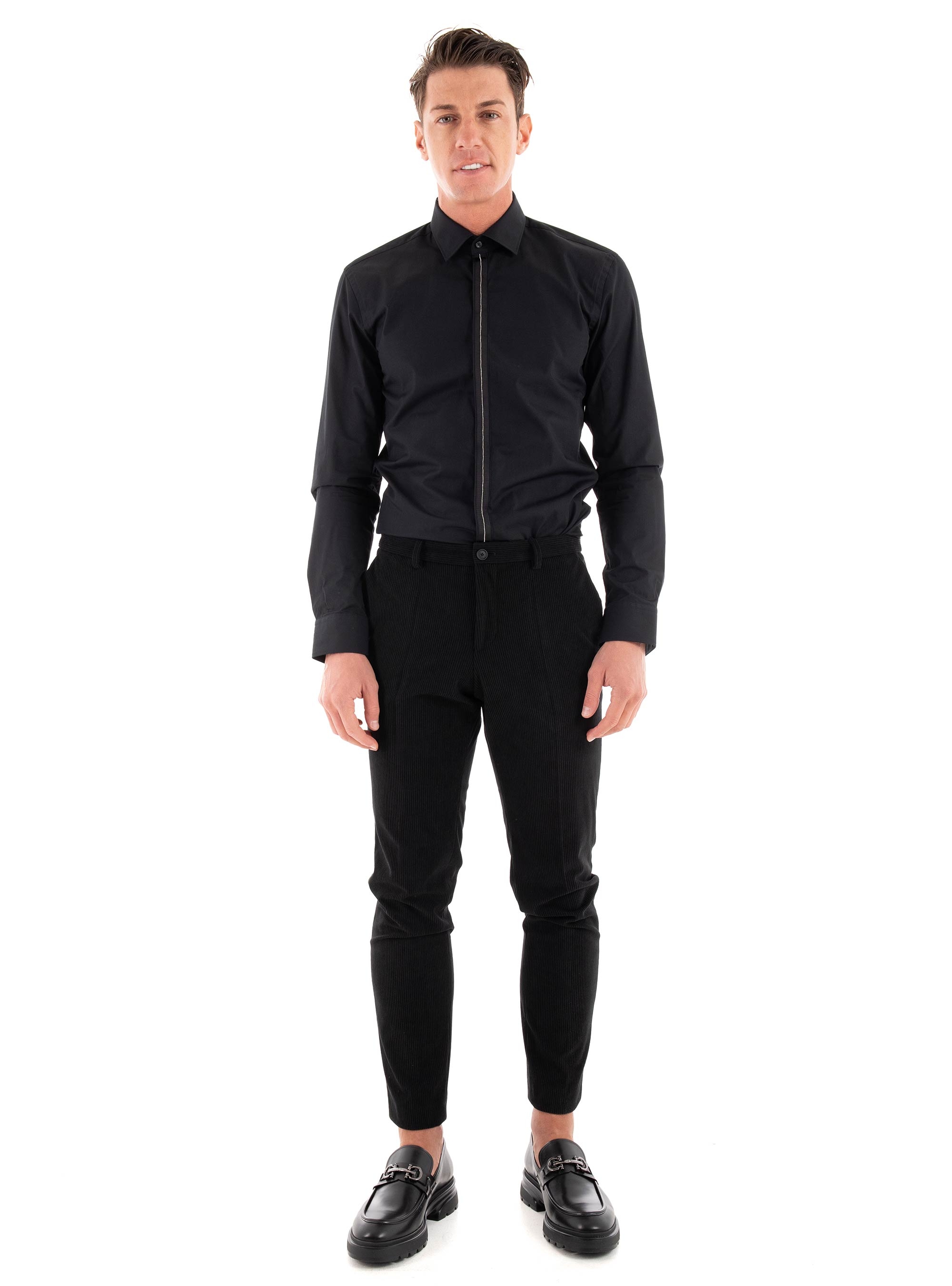 BOSS Performance Stretch Corduroy Slim Fit Trousers P-Genius-CW-WG-244 - Black