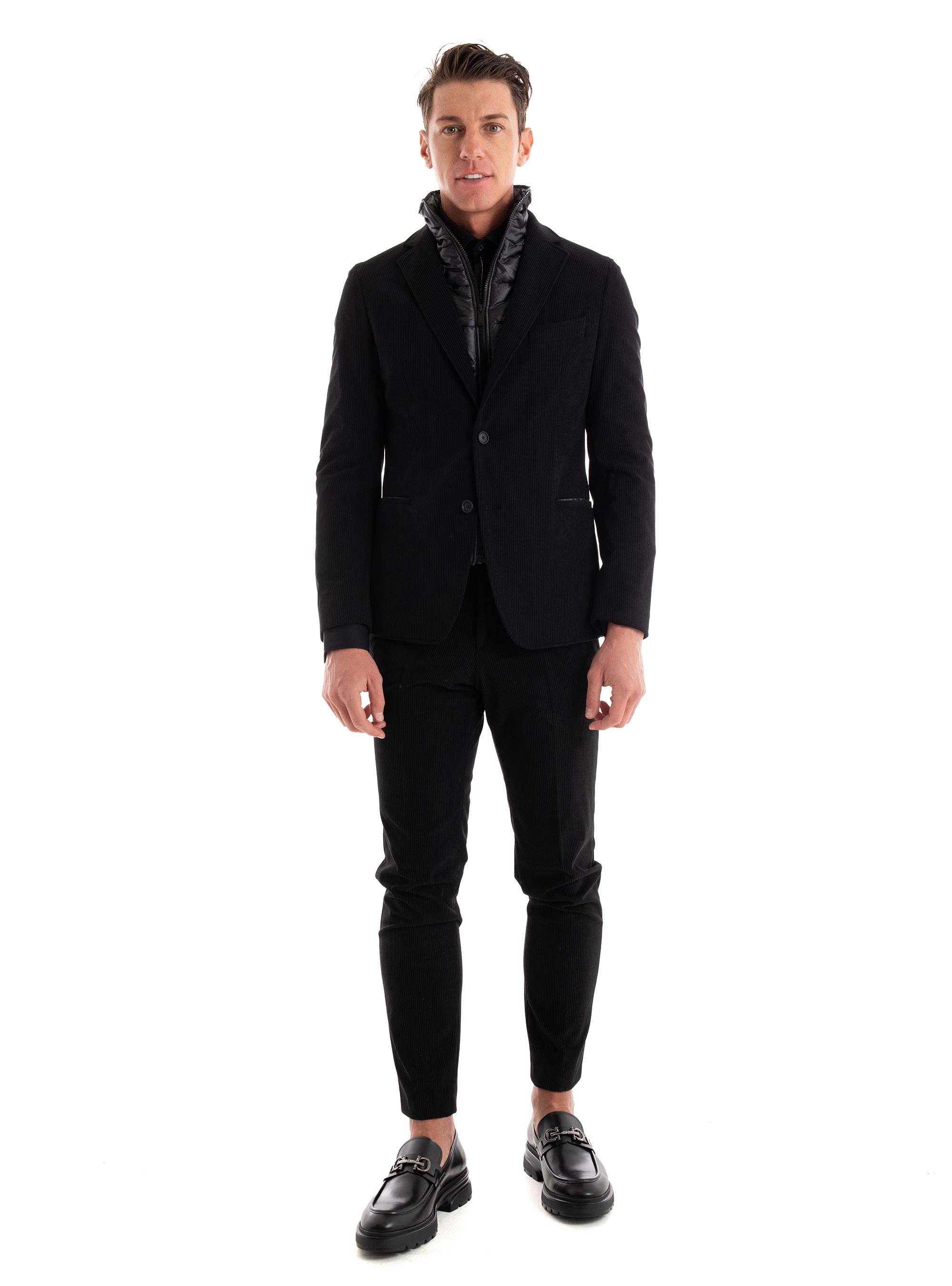 BOSS Performance Stretch Corduroy Slim Fit Trousers P-Genius-CW-WG-244 - Black