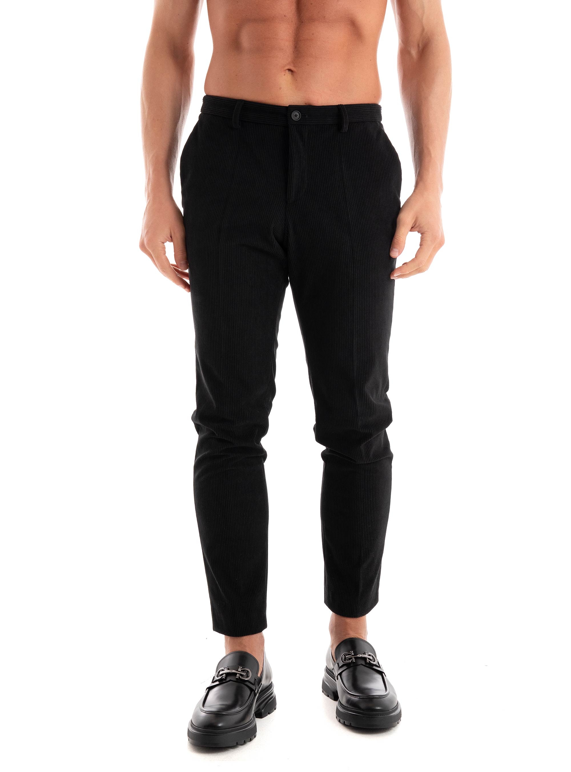 BOSS Performance Stretch Corduroy Slim Fit Trousers P-Genius-CW-WG-244 - Black