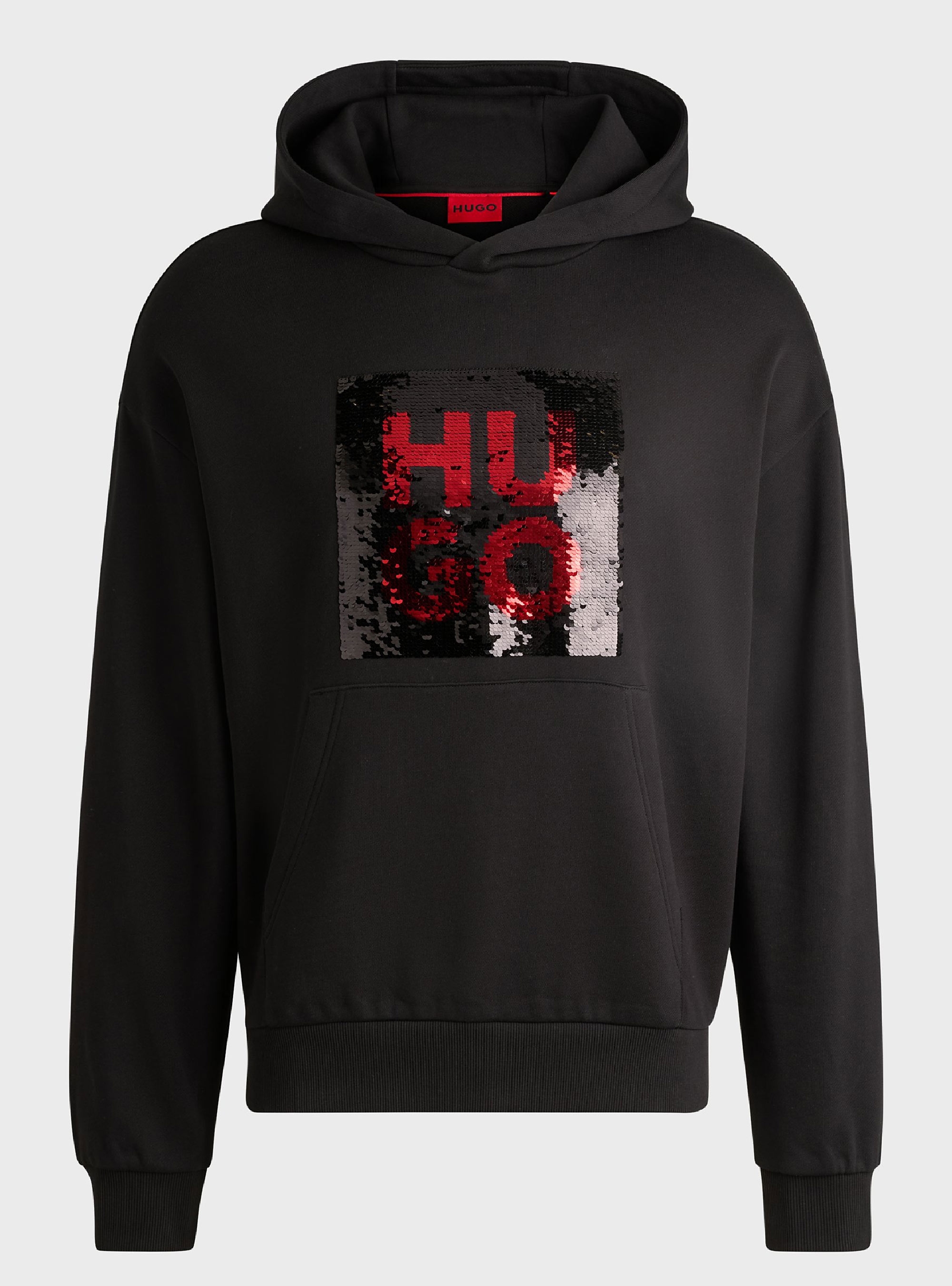HUGO Relaxed Fit Hoodie Deseqino - Black