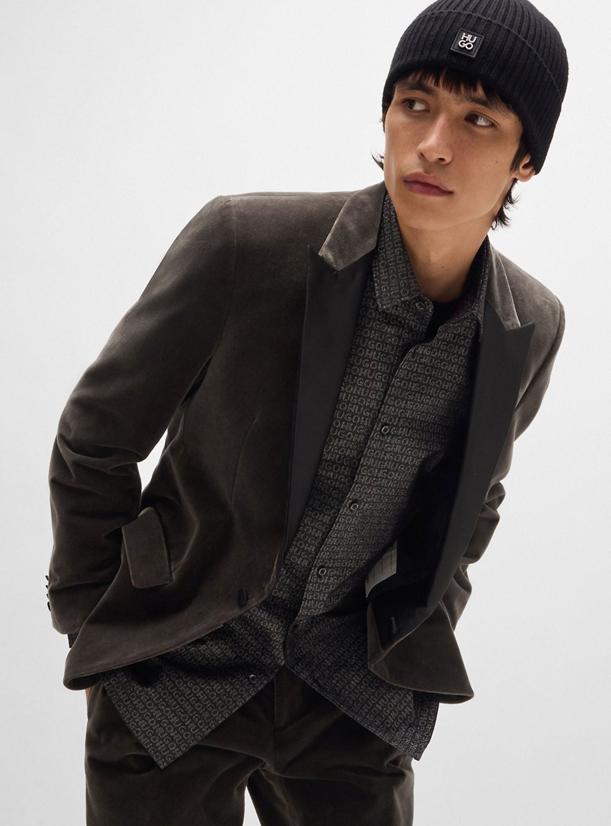 HUGO Slim Fit Blazer Velvet Henry244E1X - Grey