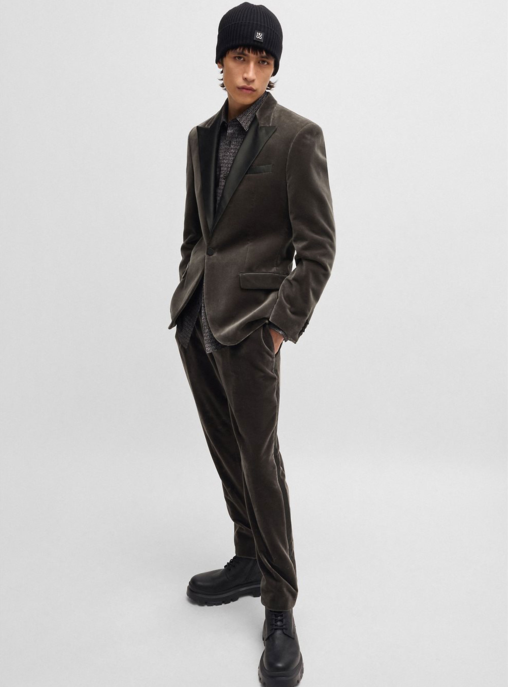 HUGO Slim Fit Blazer Velvet Henry244E1X - Grey