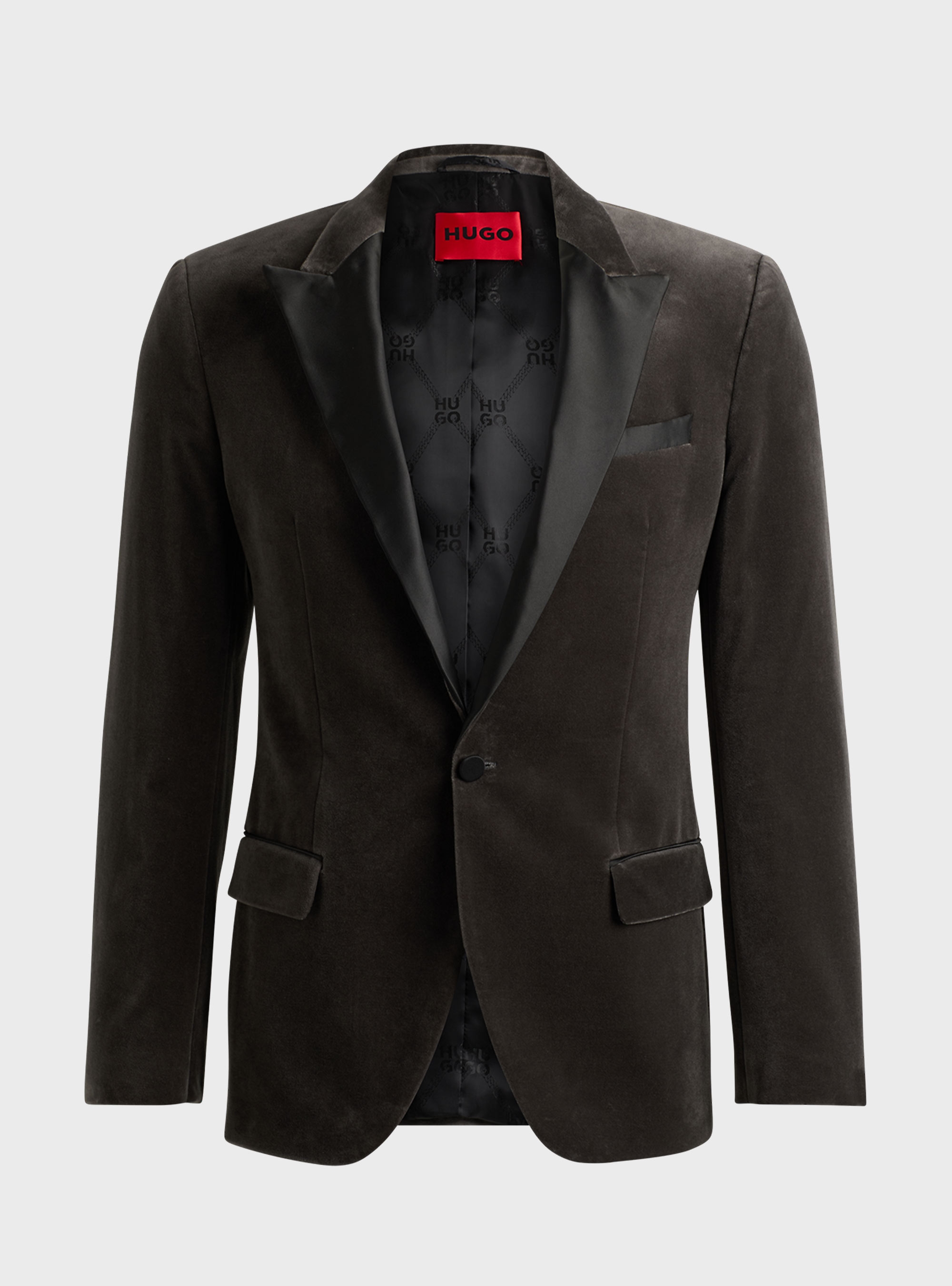 HUGO Slim Fit Blazer Velvet Henry244E1X - Grey