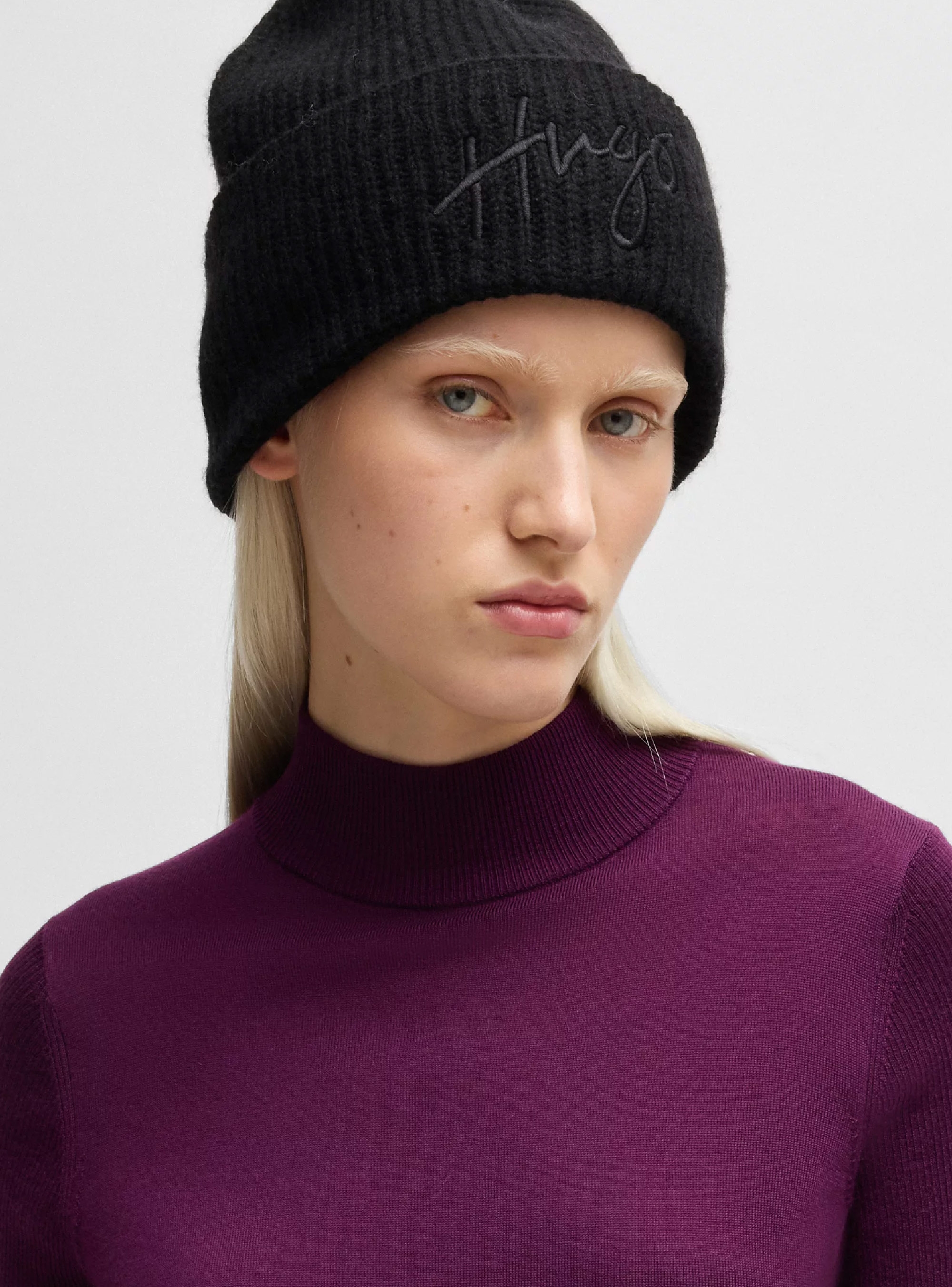 HUGO Logo Beanie Socialy_Hat - Black