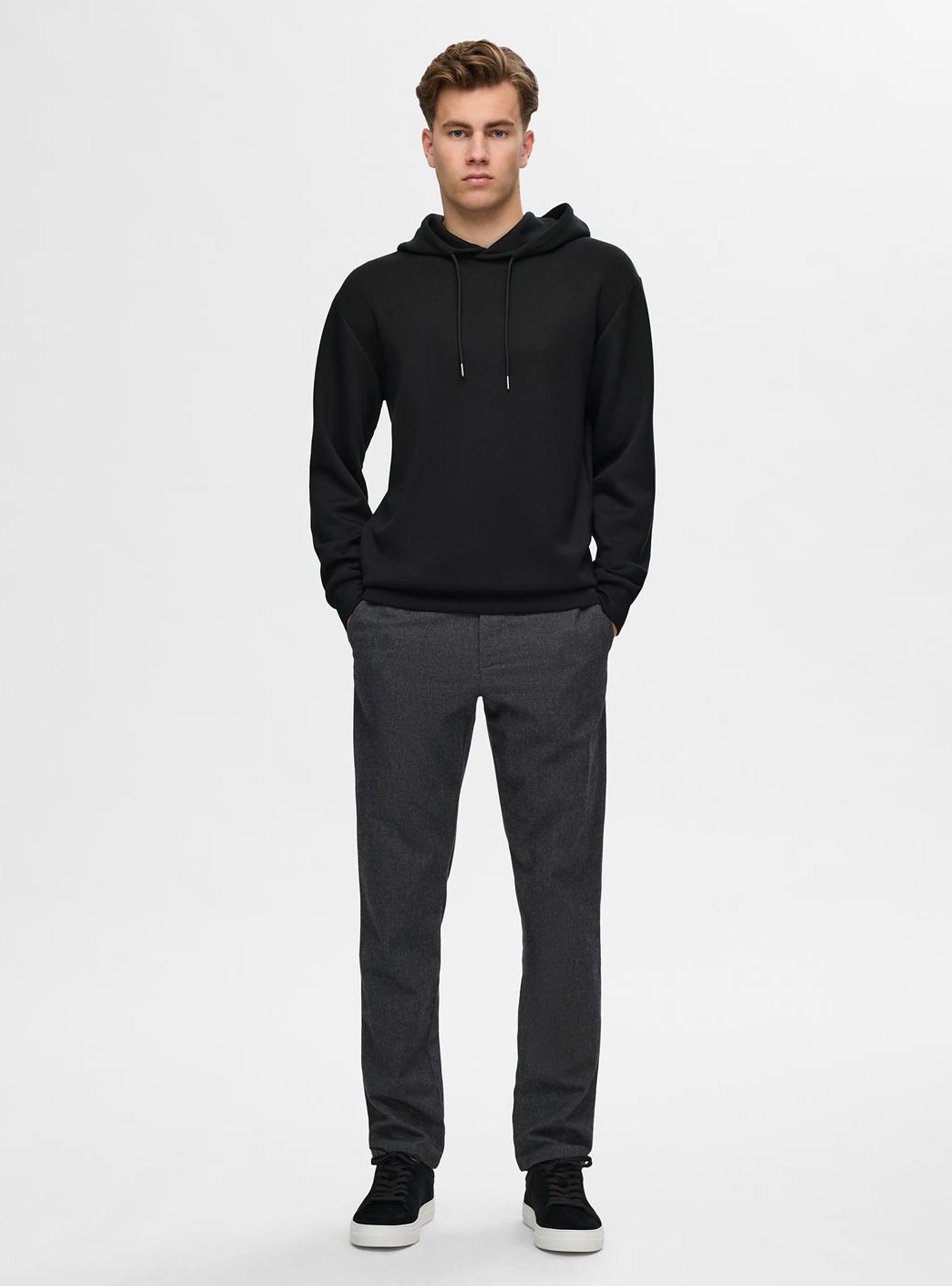 Selected Emanuel Soft Hood Sweat Noos - Black