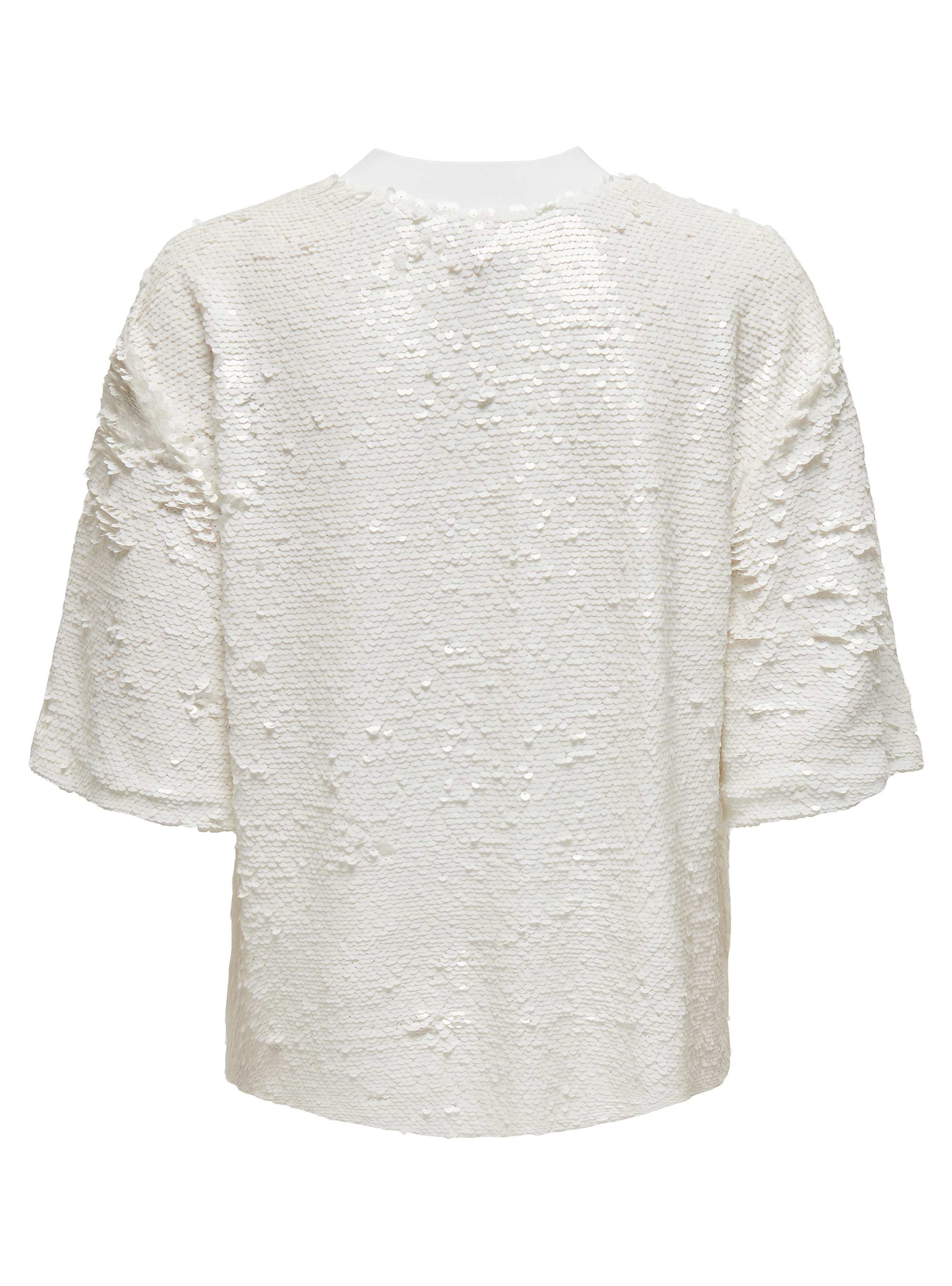 Only Fiona Sequins Box Fit Tee - Off White