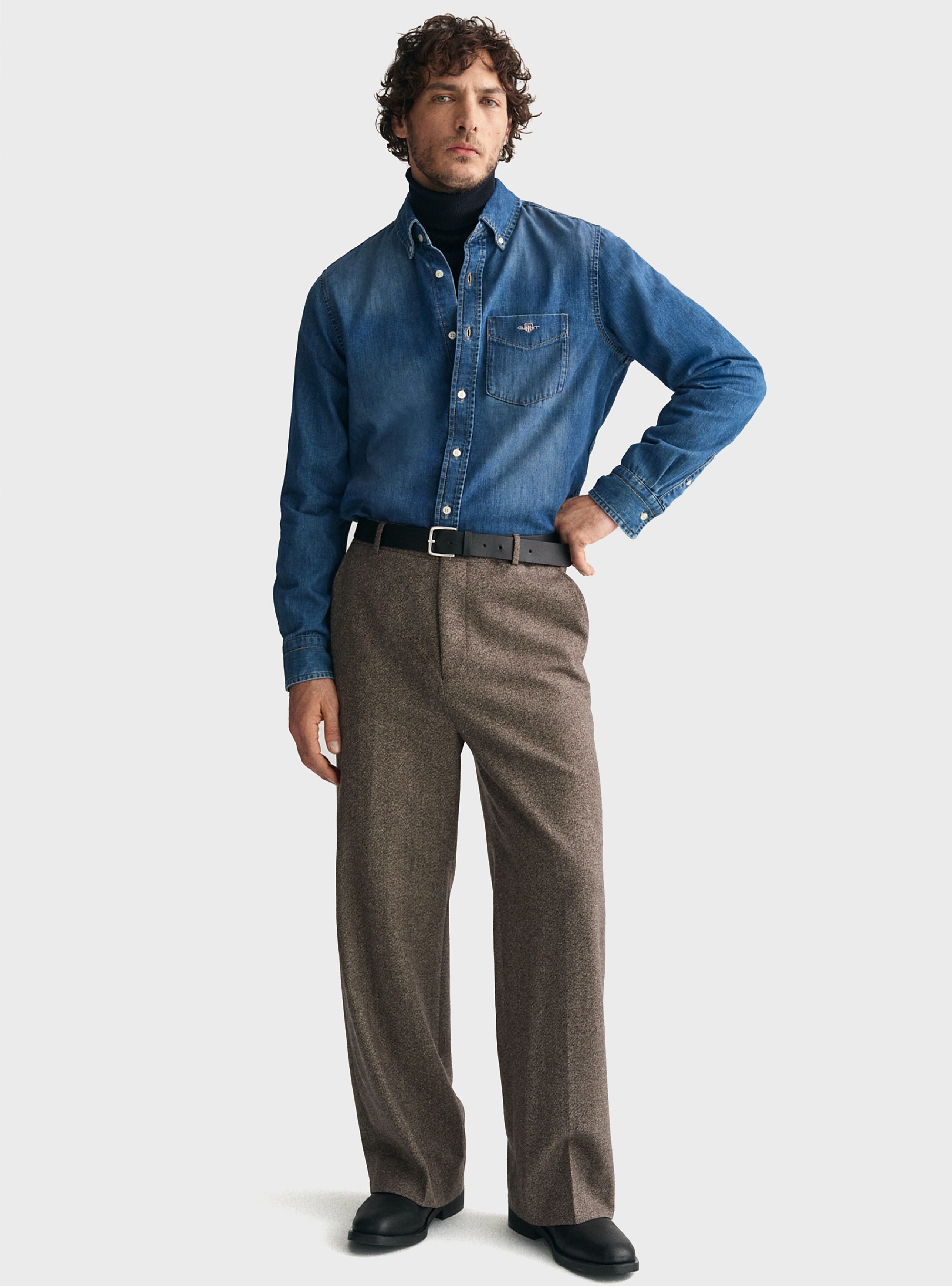 Gant Regular Fit Denim Shirt - Medium Aged Denim