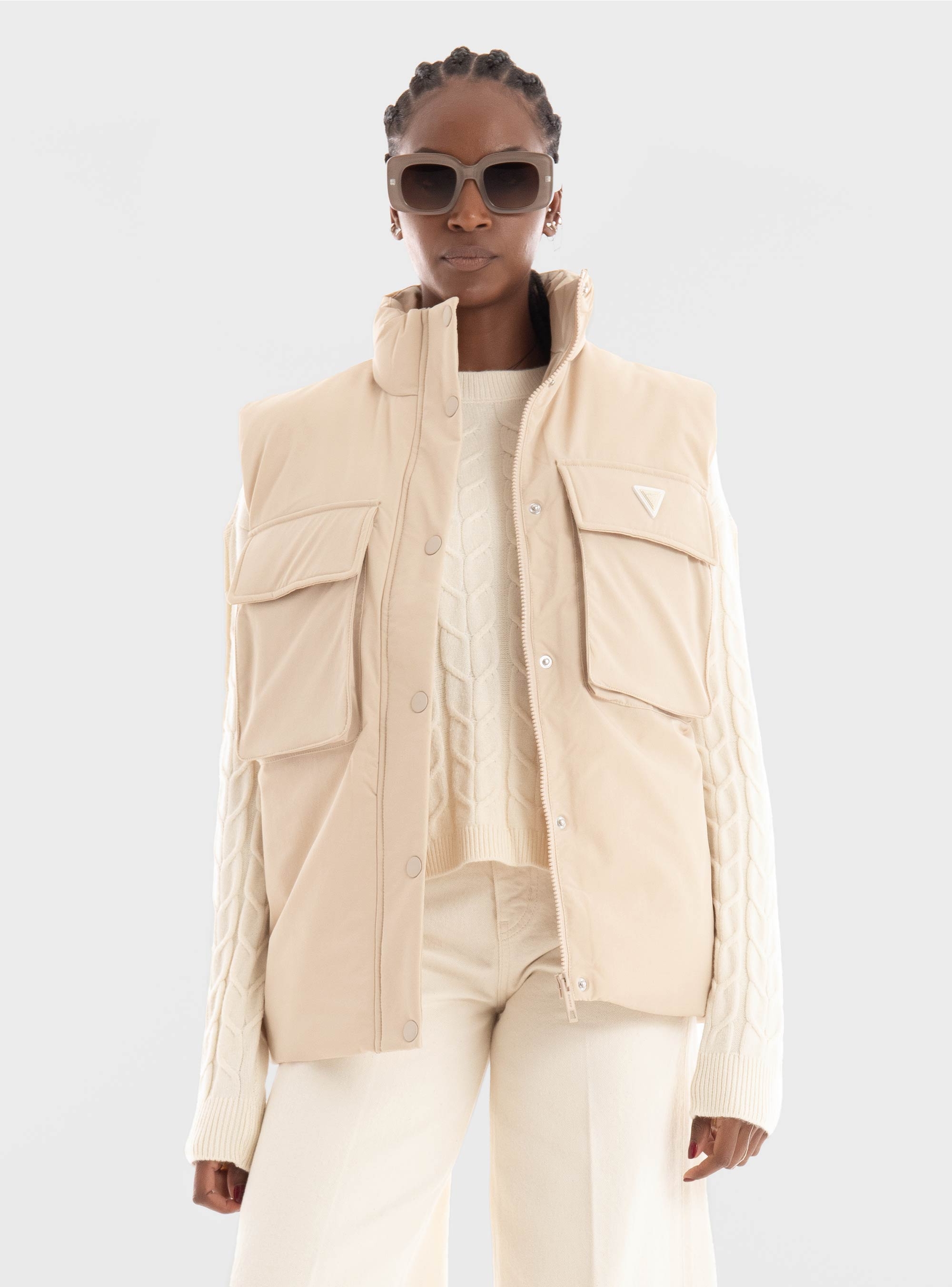 Guess Aurlie Puffer Overshirt - Taupe