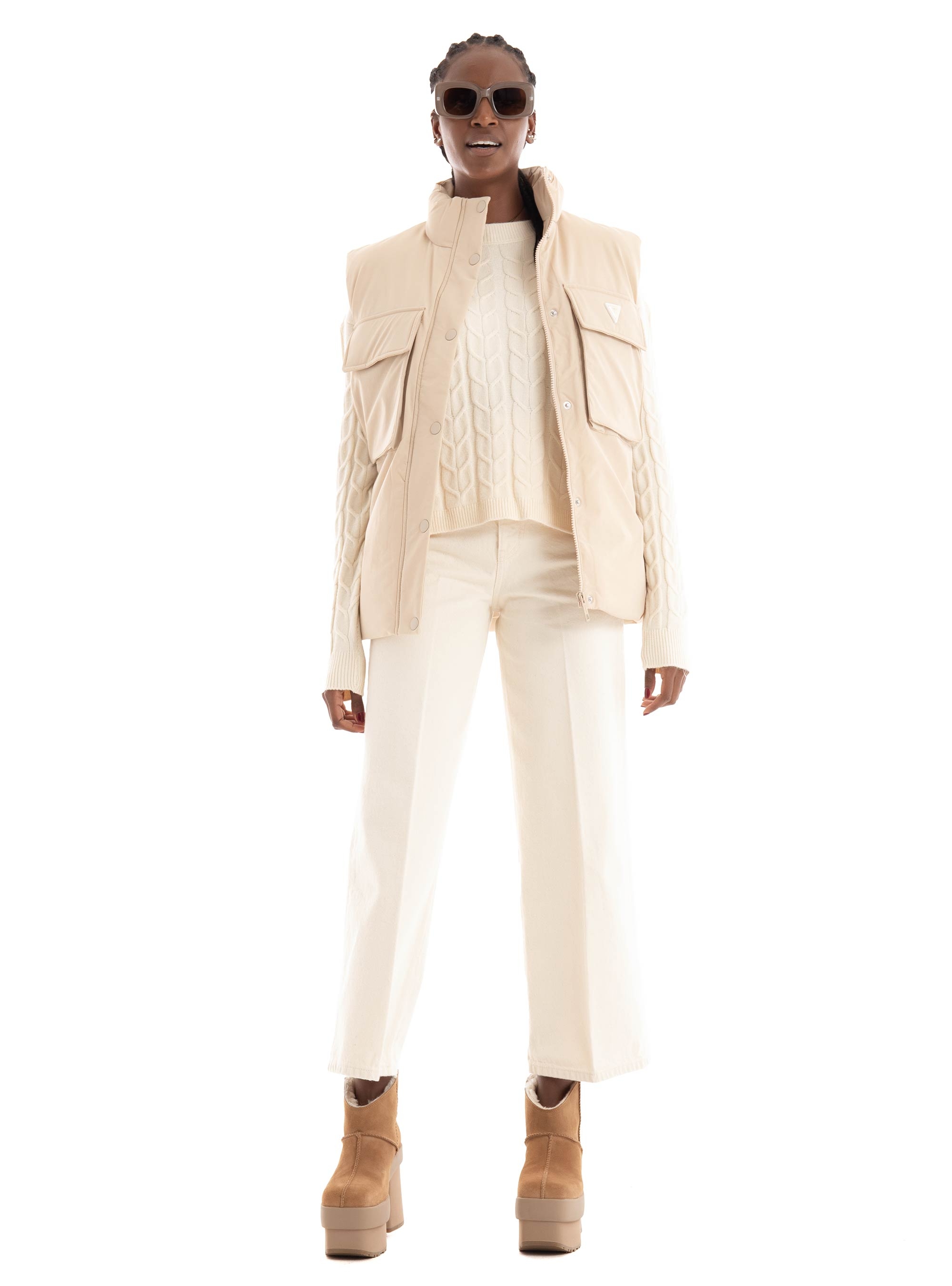 Guess Aurlie Puffer Overshirt - Taupe